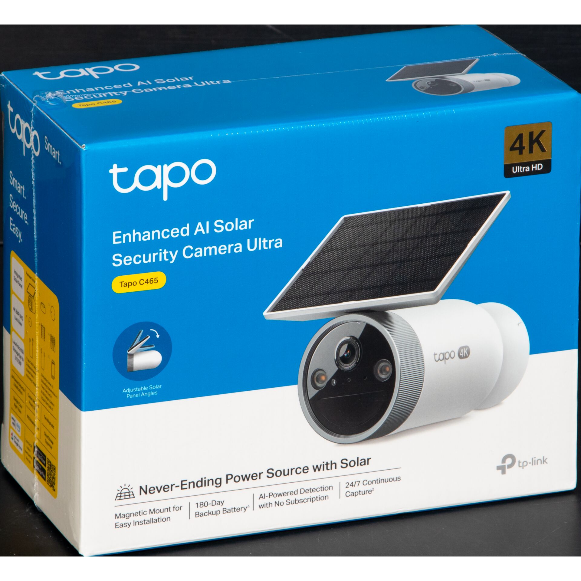 Überwachungskamera, Solarkamera, 4K Ultra HD, Solarpanel, Weiß