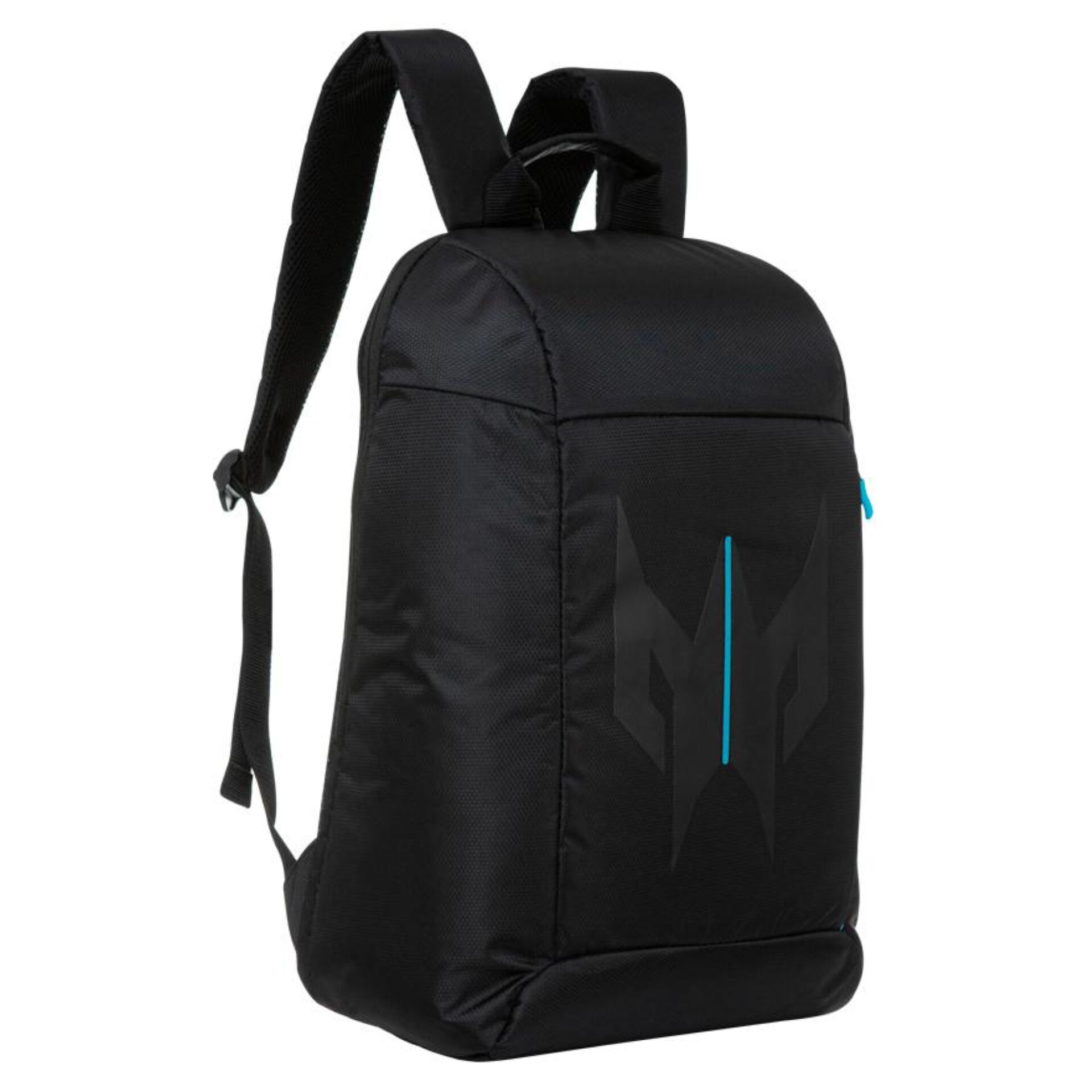 Rucksack, Schwarz, Polyester, Vordertasche, Blaues Akzent