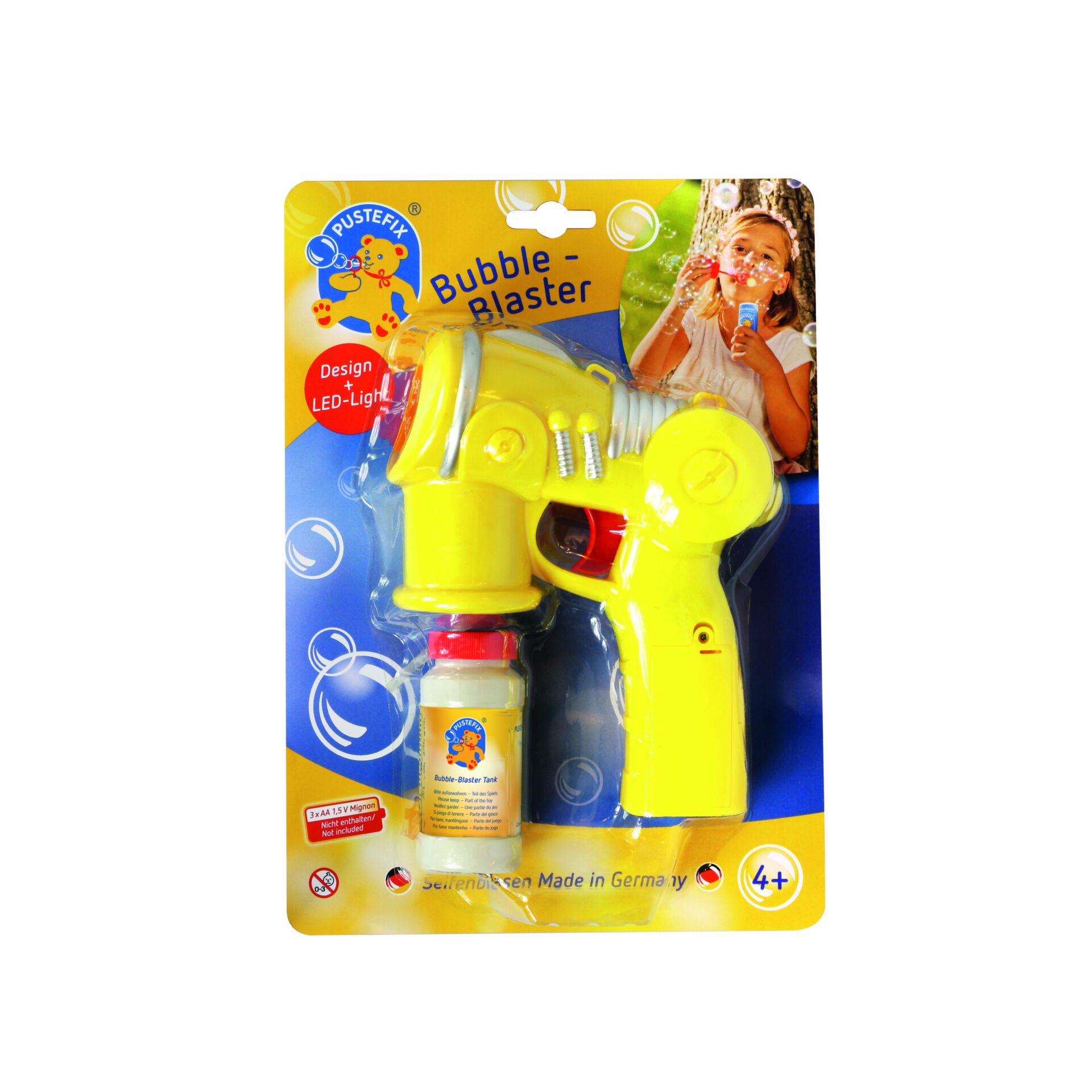 Bubble Blaster, Wasserpistole, Spielzeugpumpgun, Gelb, LED-Licht