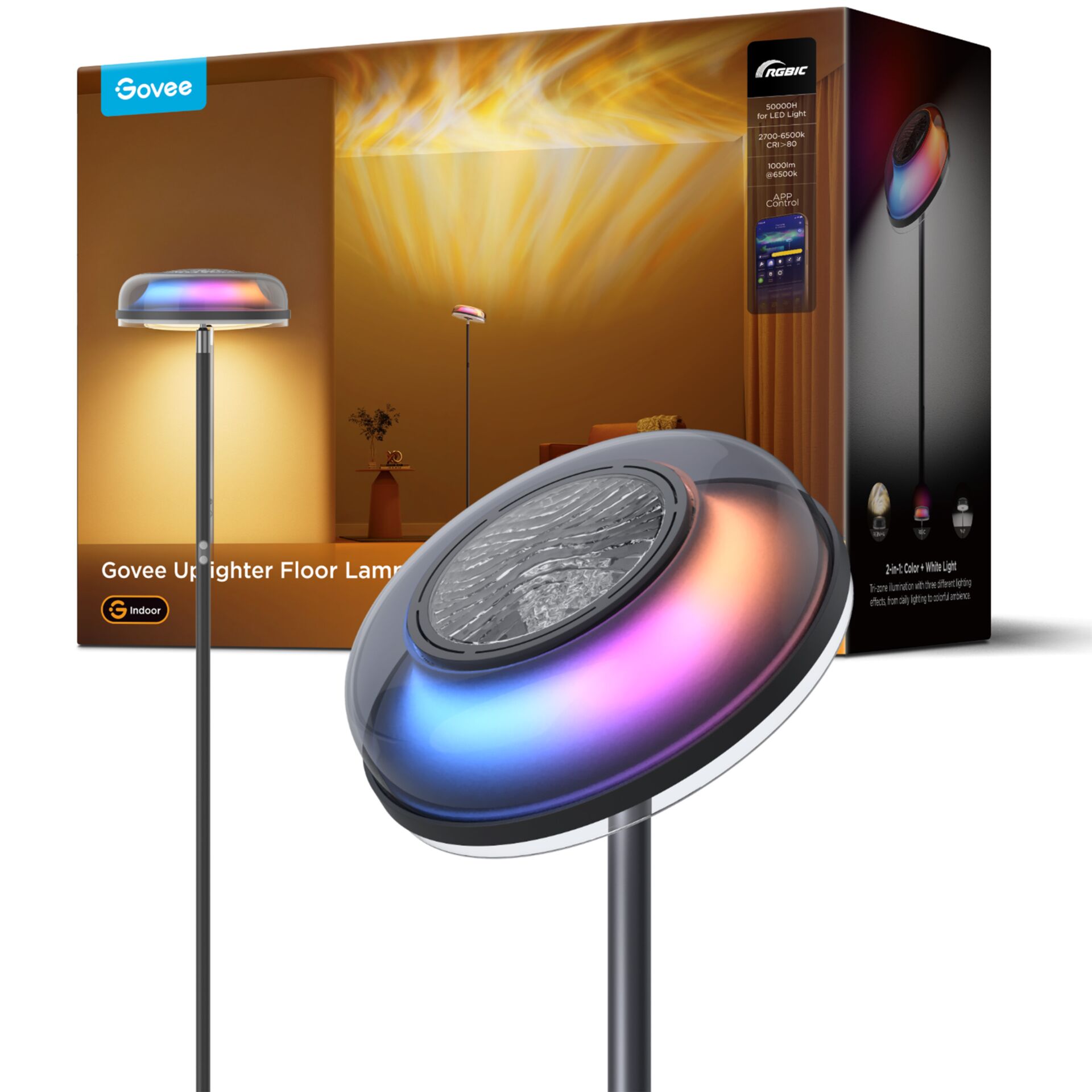 LED-Lampe, Uplight, Standleuchte, RGB-Licht, Fußbodenlampe