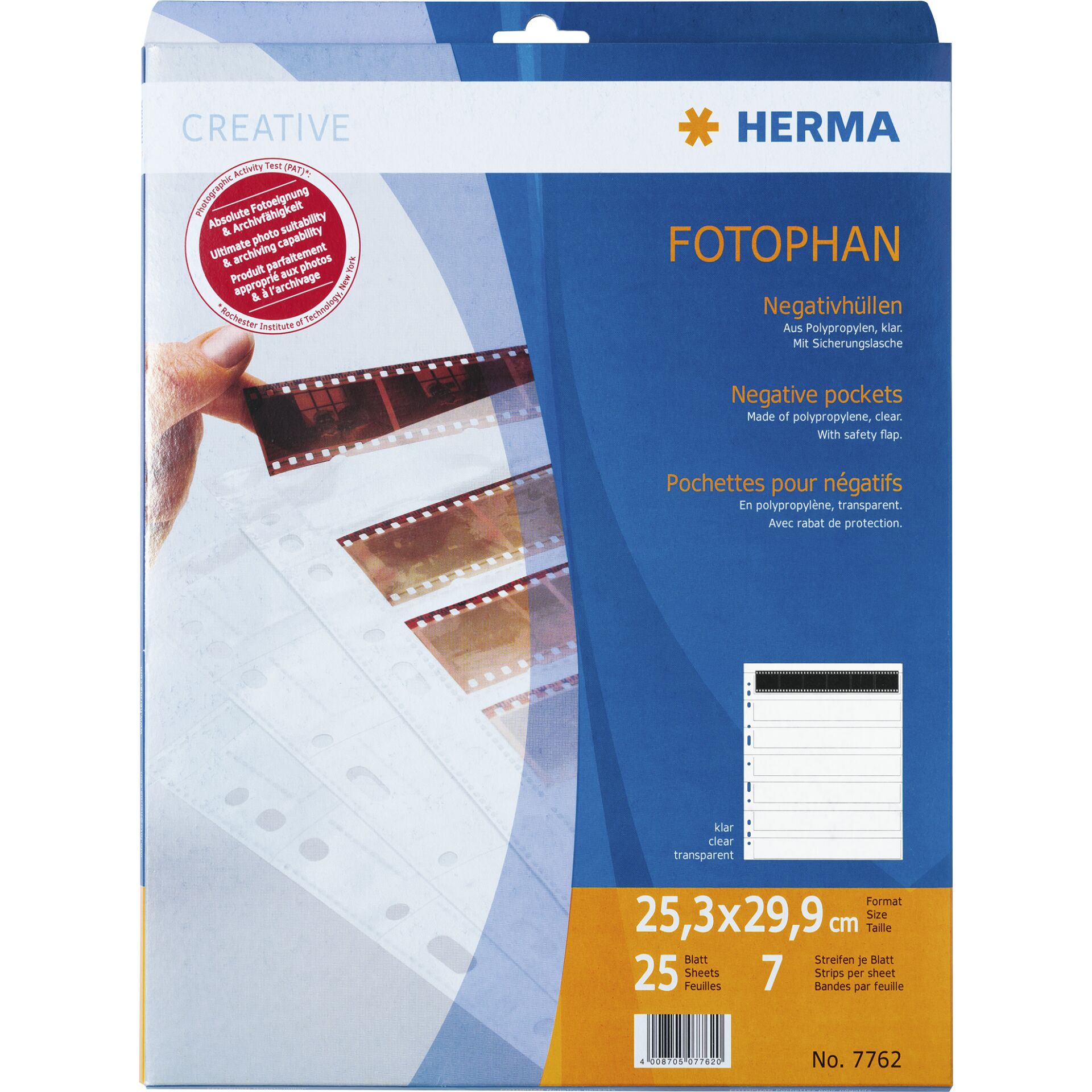 Herma Neg.-hüllen KB 6er-Streif.  PP klar         25 Blatt    7762