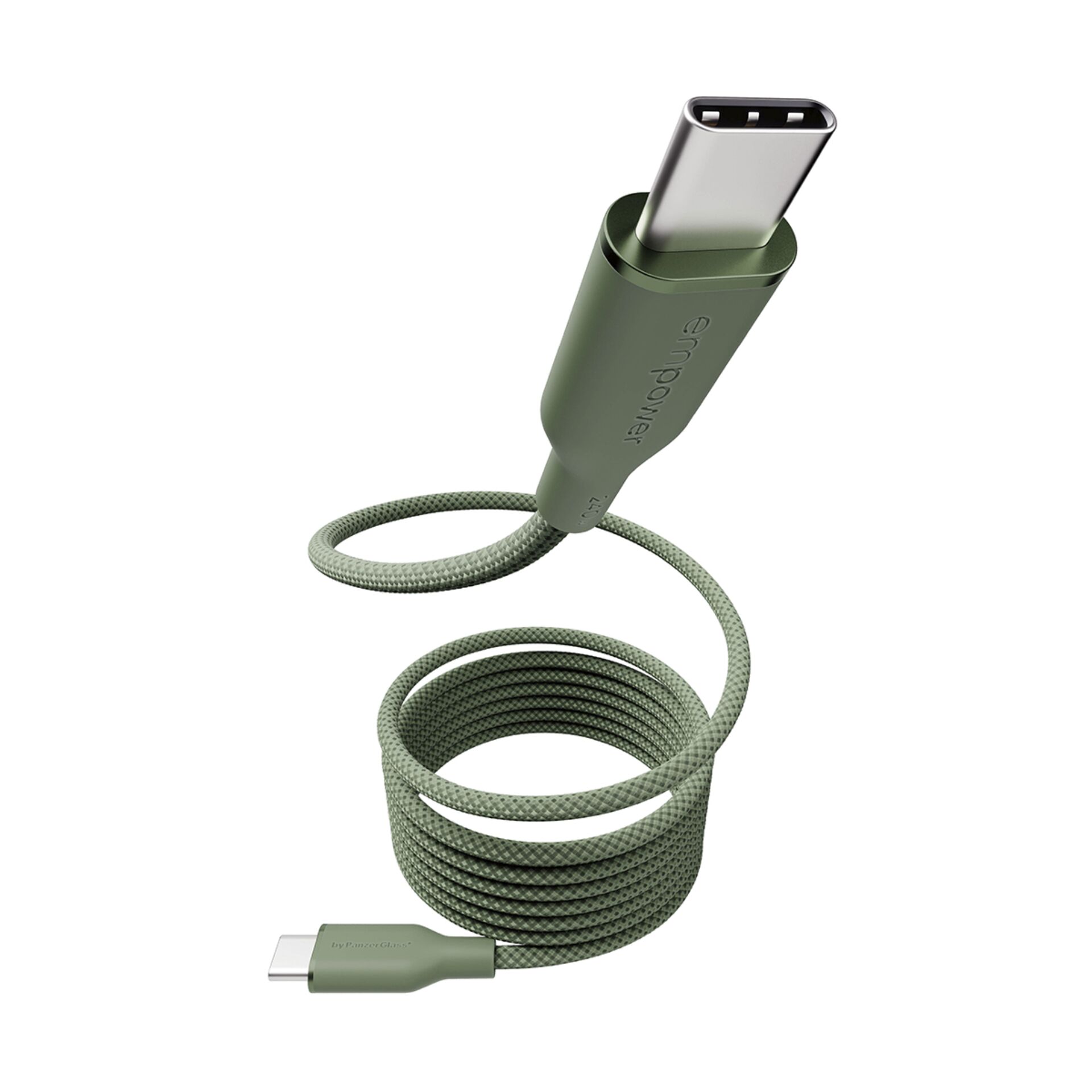 USB-C, Ladekabel, geflochten, Grün, Type-C