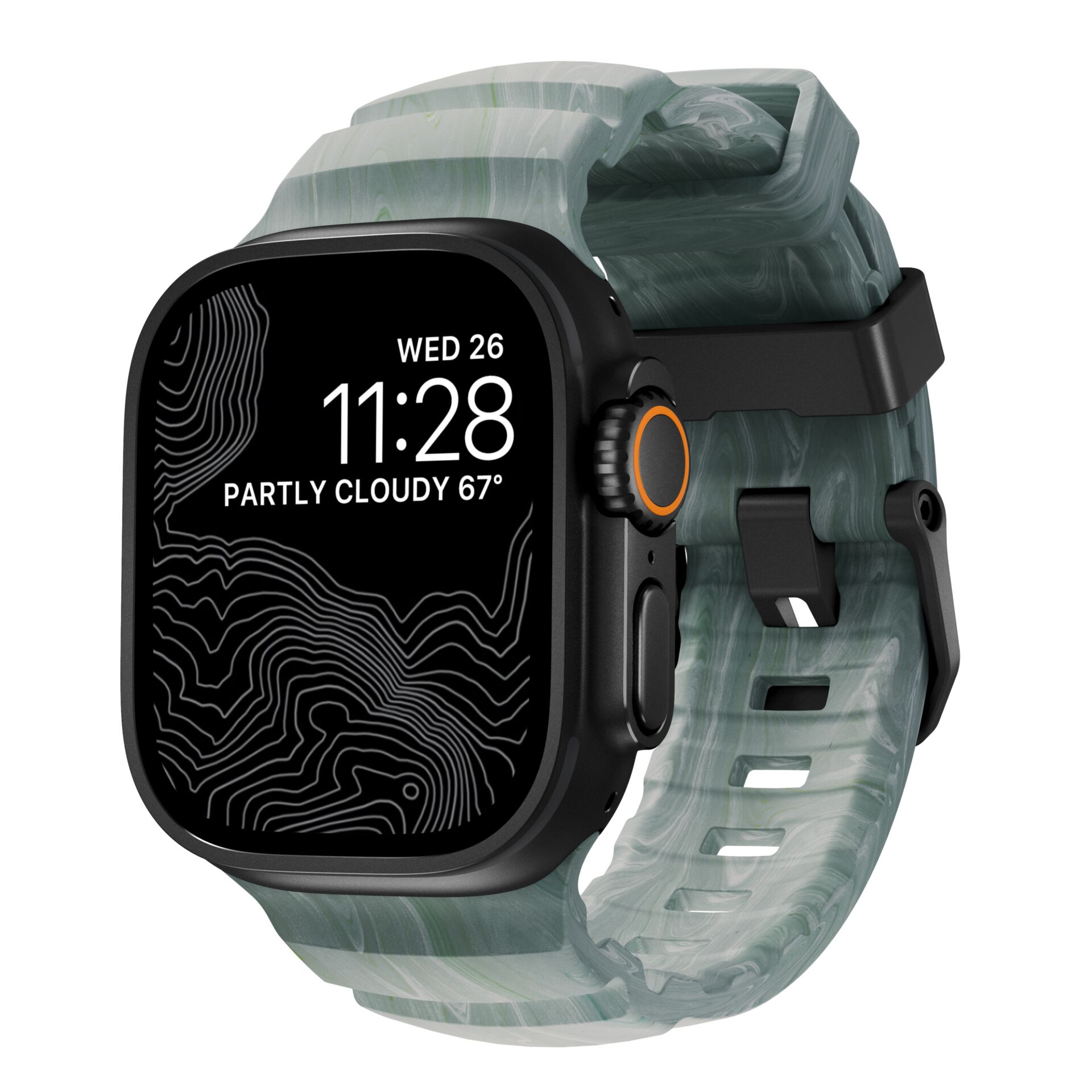 Smartwatch, Smartwatch-Gehäuse, LCD-Display, Uhrenarmband, Grün-schwarz