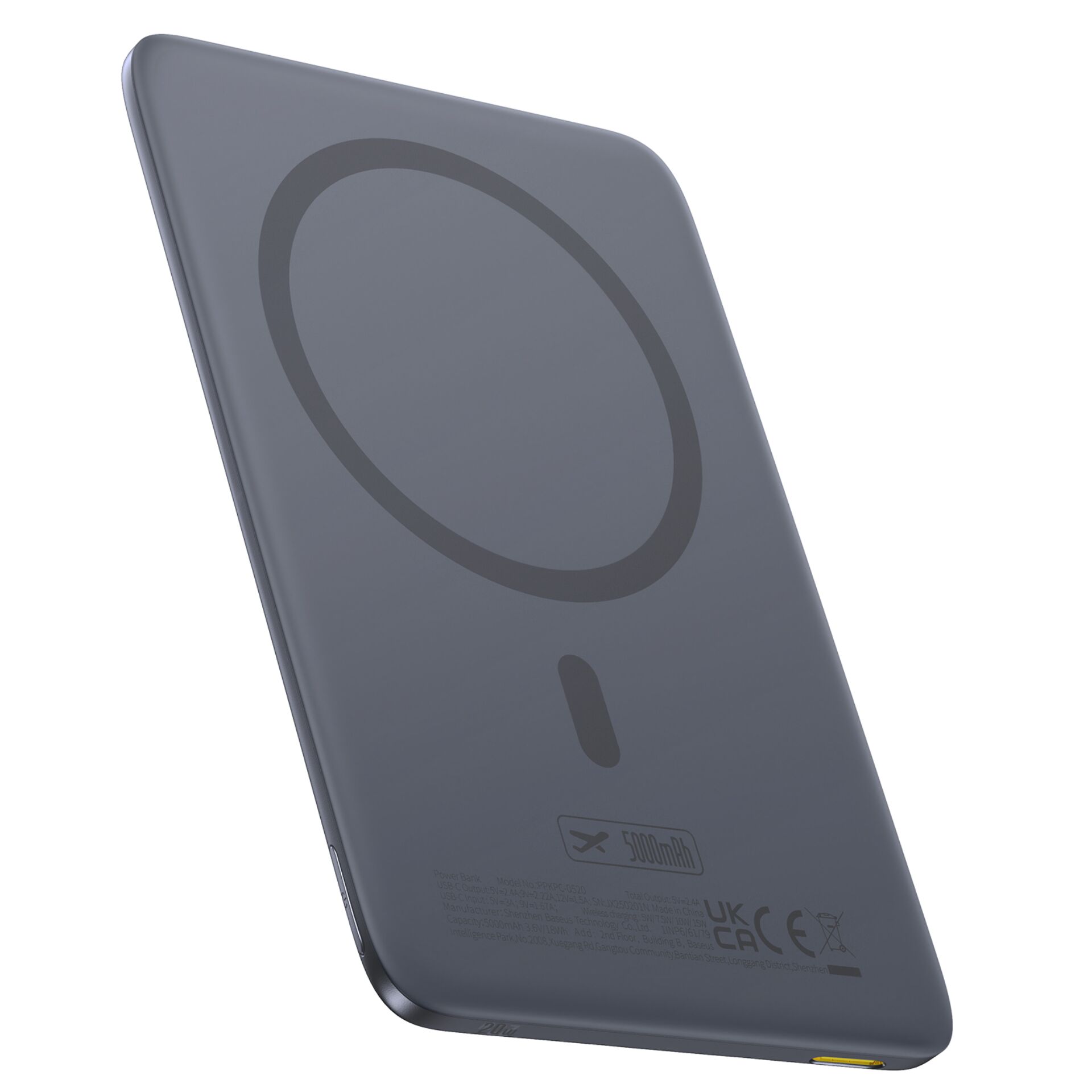 Power Bank, Wireless Charger, USB-C, 5000mAh, Schlank