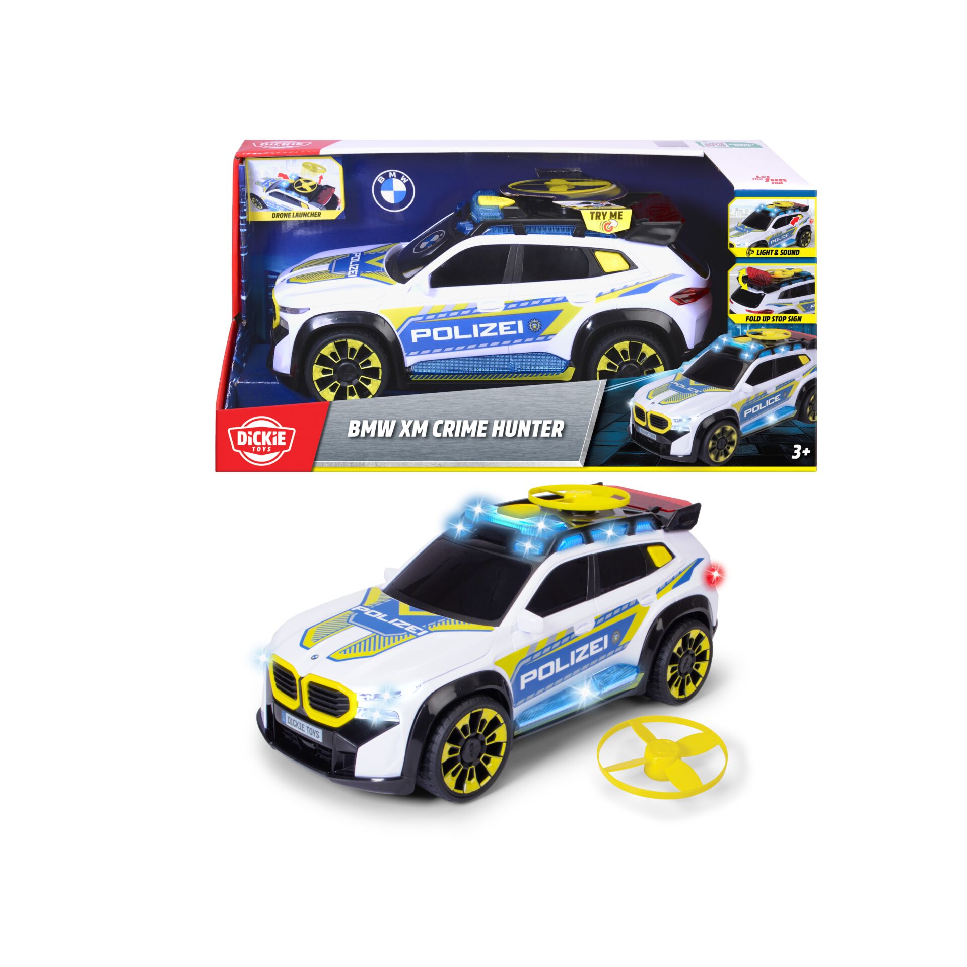 Police car, Die-cast, RC toy, Glow lights, Blue yellow