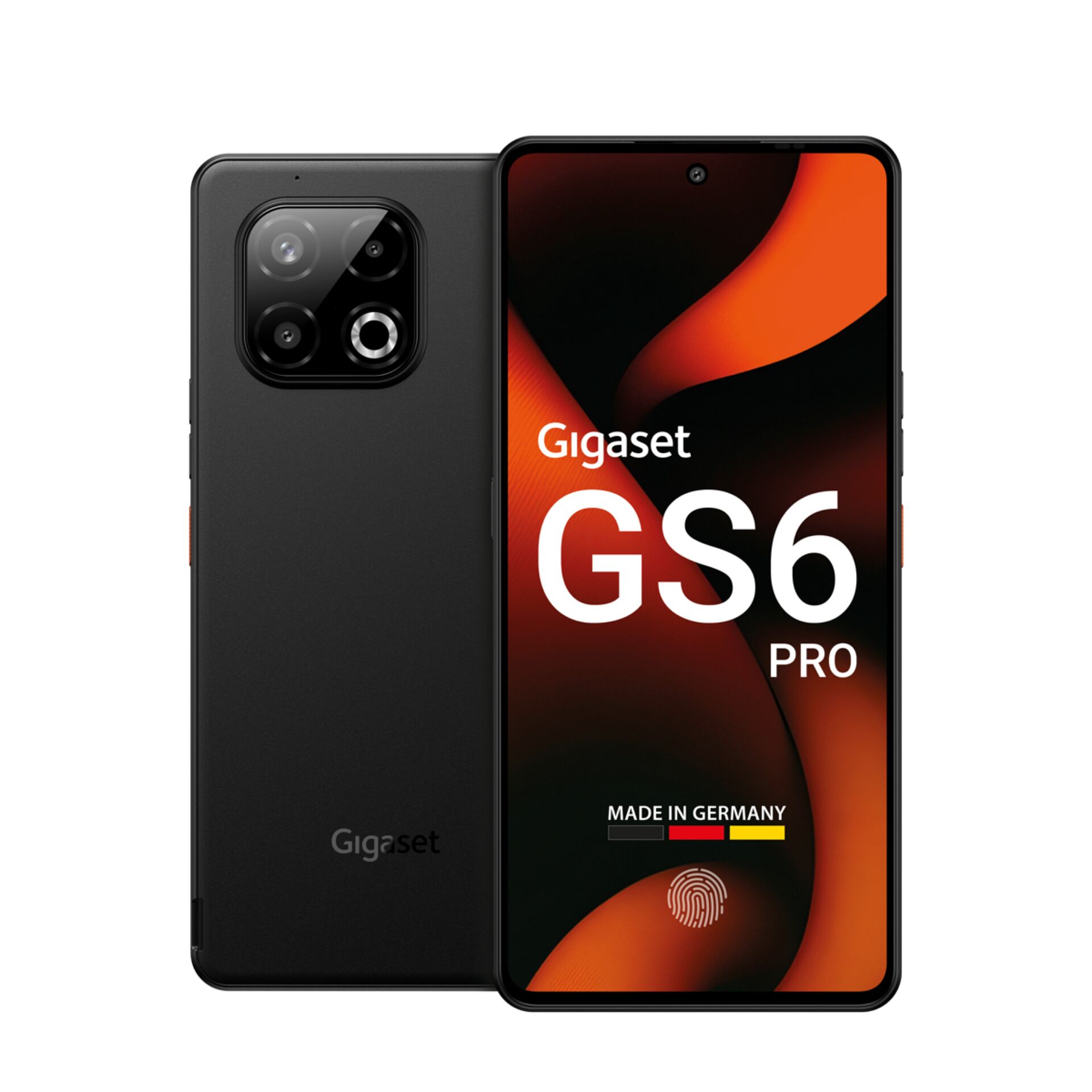Smartphone, Gigaset GS6 Pro, Kameraquadruplet, Schwarz, Fingerprint-Sensor