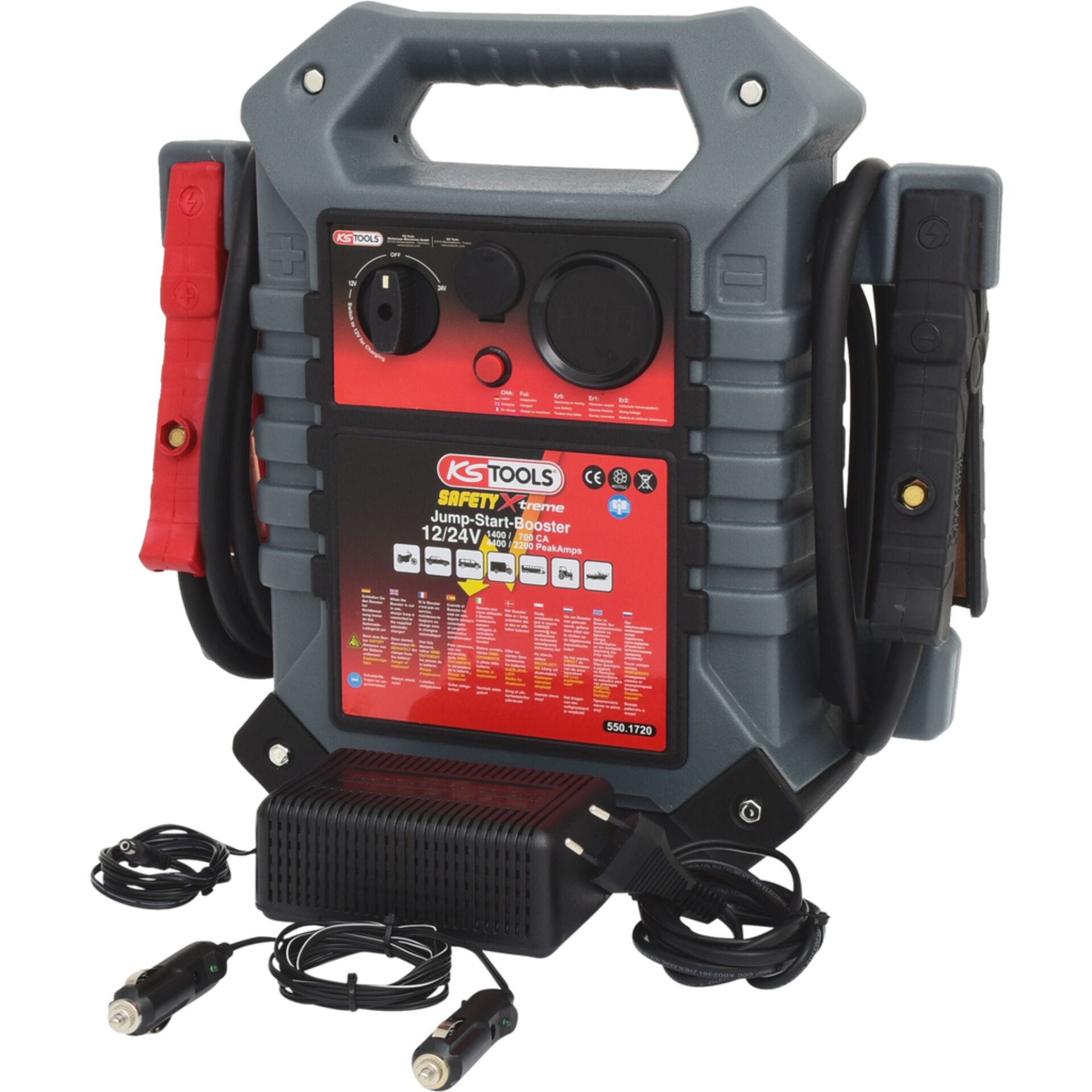 Starthilfe-Booster, Auto-Starthilfe, 12/24V,  tragbares Batterie-Ladegerät, Kabel enthalten