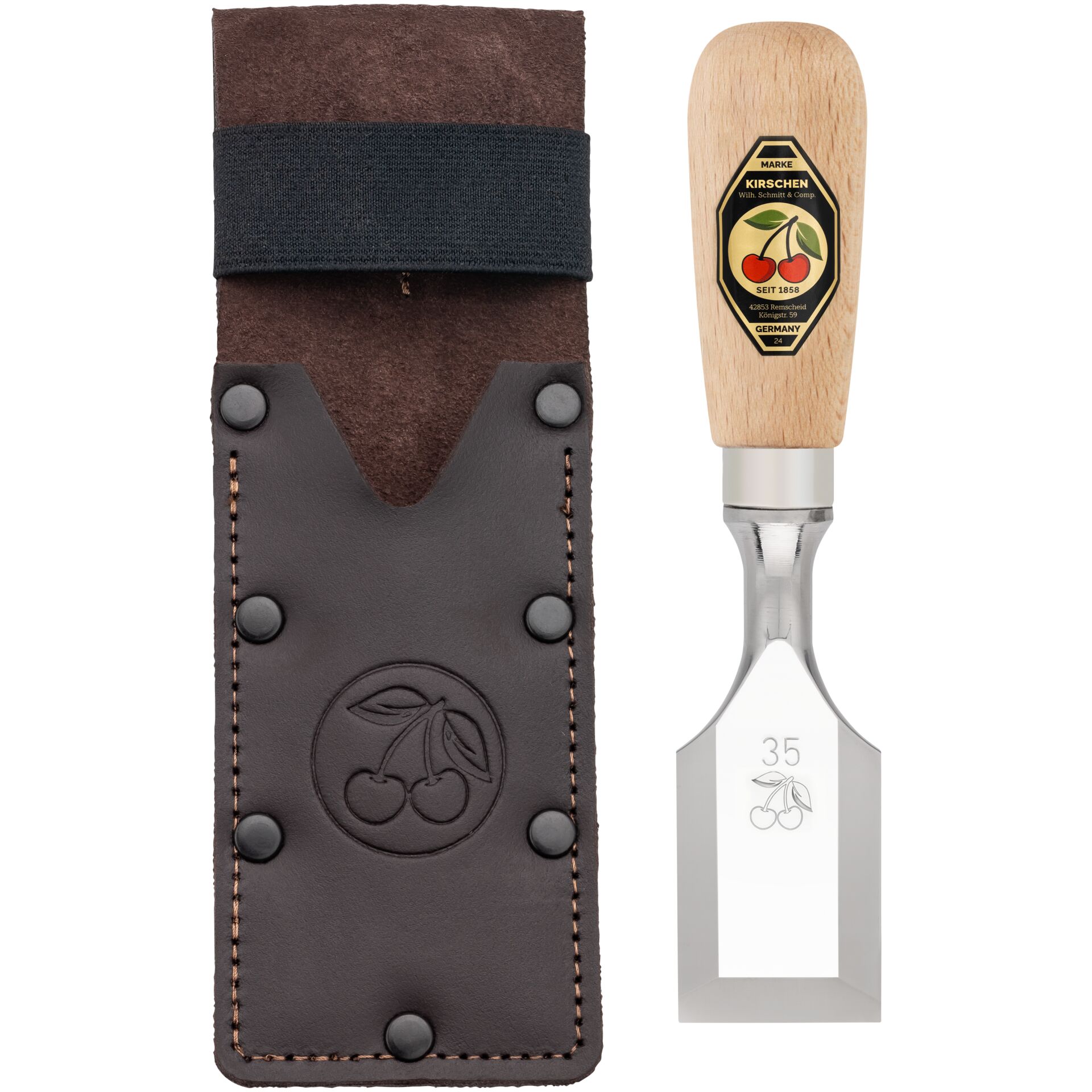 Grillwerkzeug, Spachtel, Holzgriff, Lederhülle, Schraubenschnitt