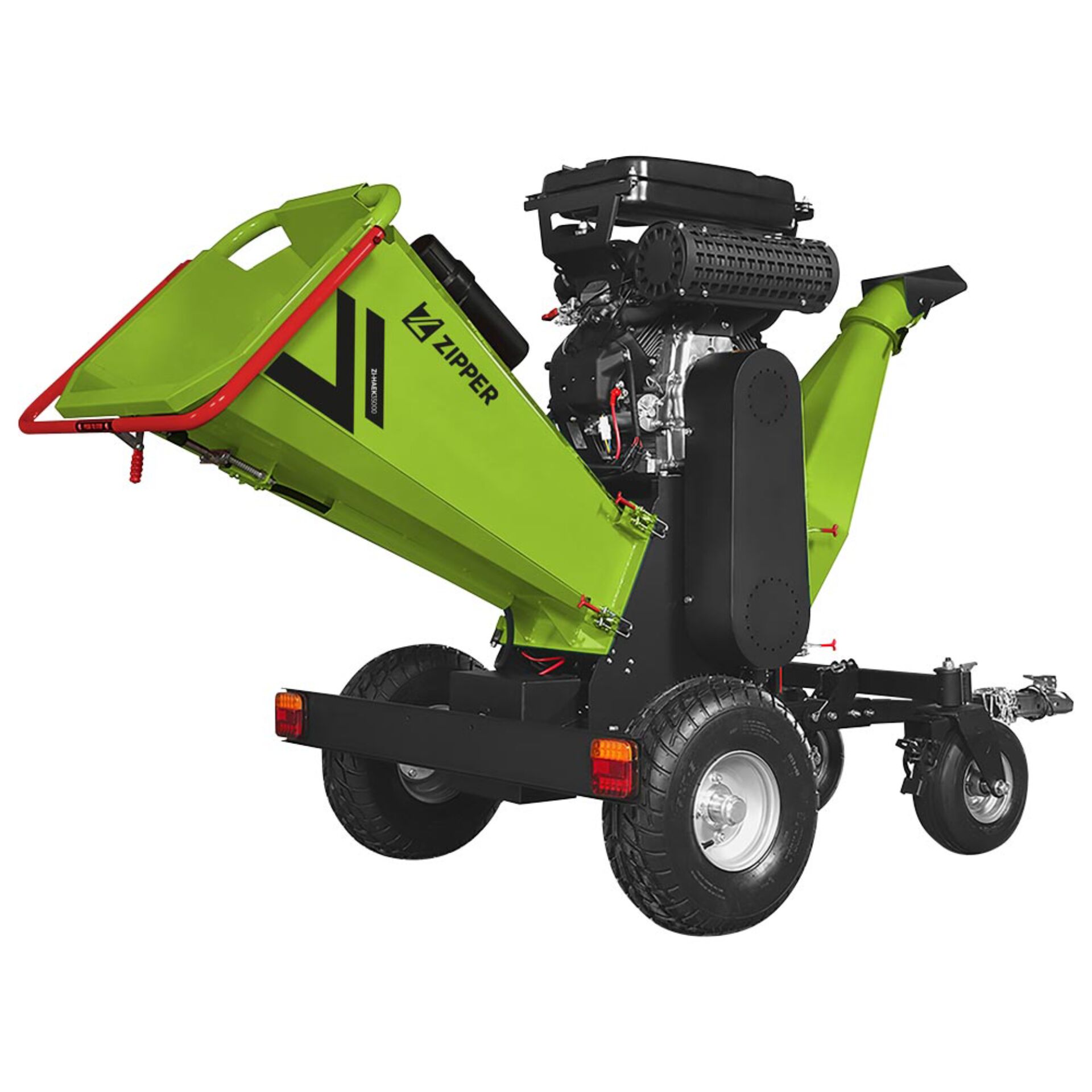 Grüner Aufsitzhäcksler, Motorsense, Gartenhäcksler, Anhängeranhänger, Kraftvoller Motor