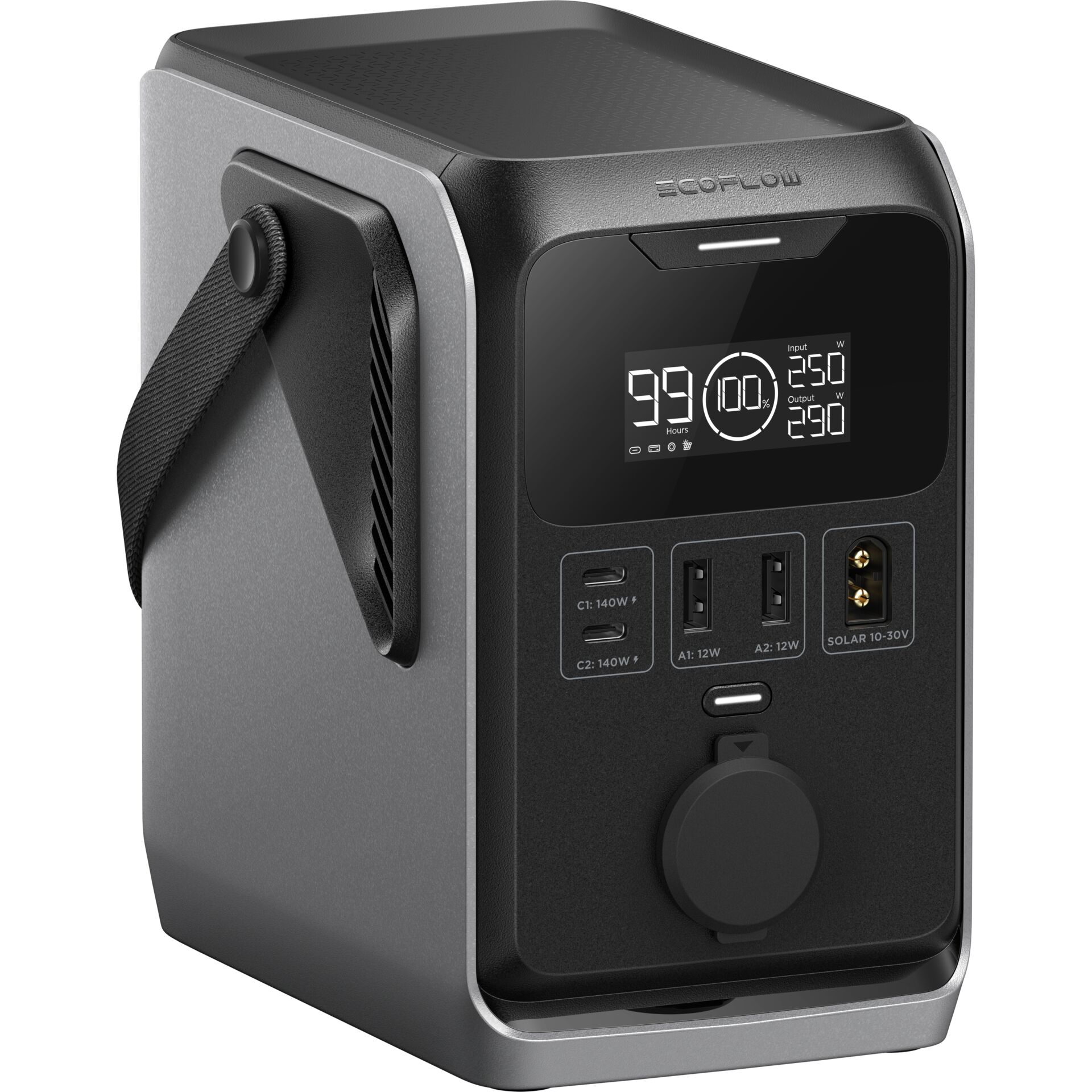 Power inverter, Tragbare Energiequelle, Digitale Anzeige, Solar Eingang, USB-C Anschlüsse
