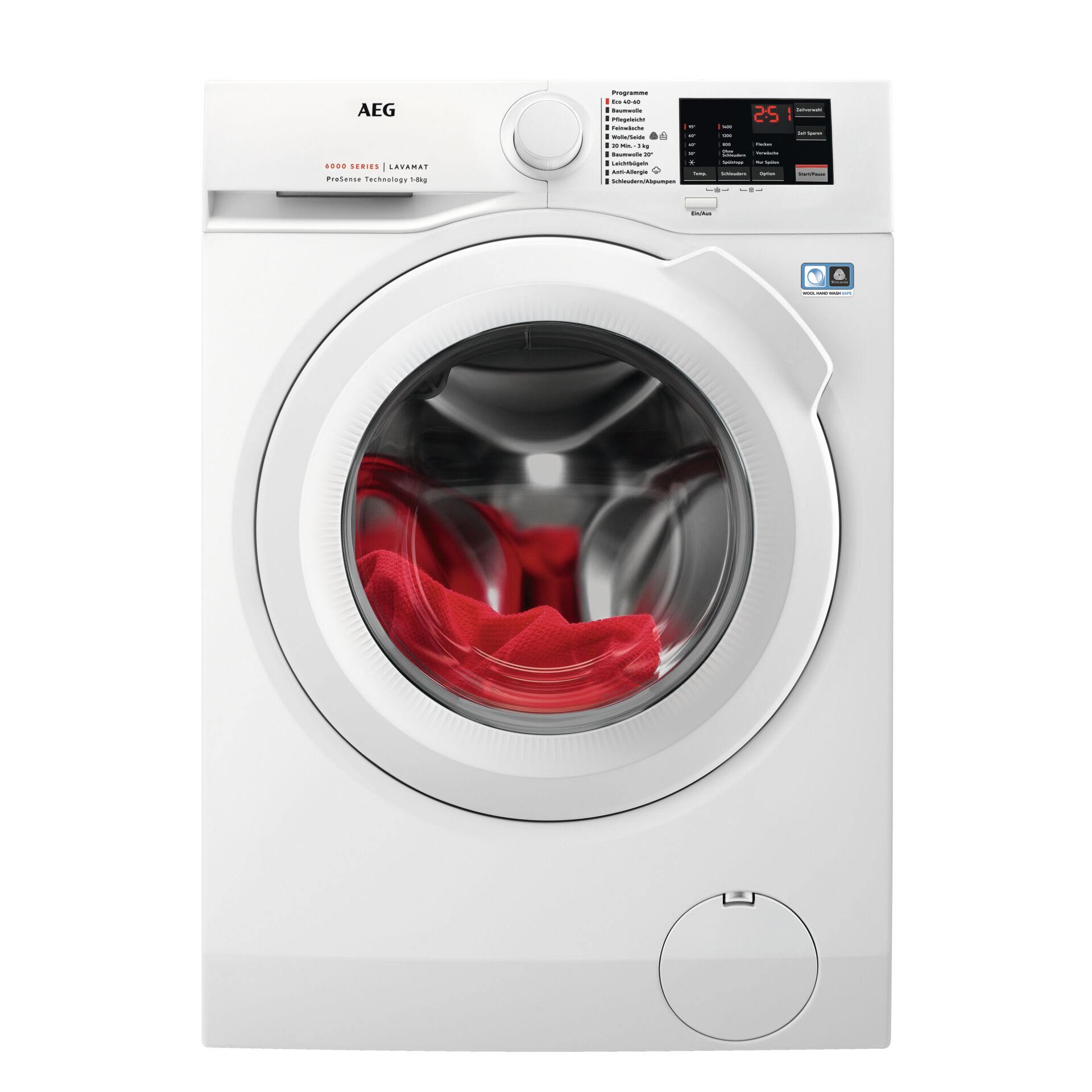 Waschmaschine, Frontlader, Weiß, Große Kapazität, Glas-Ladefach