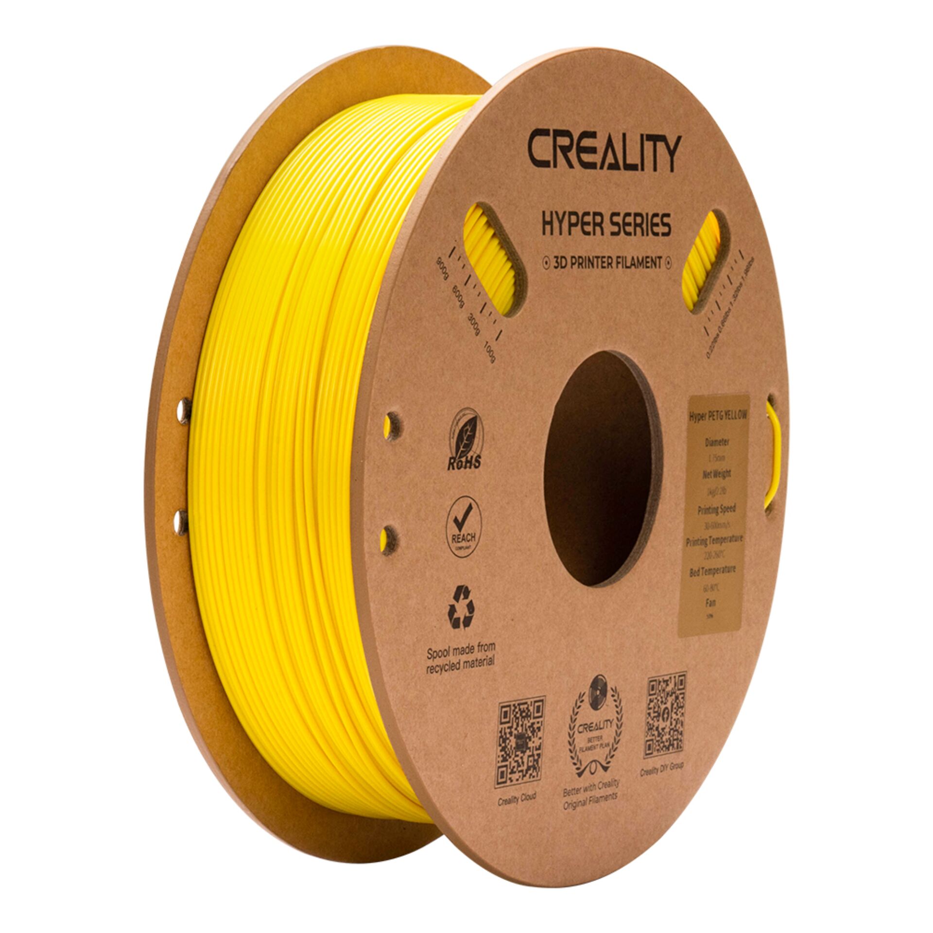 3D-Druck Filament, PLA Filament, gelbes Filament, Spule, Hyper Series