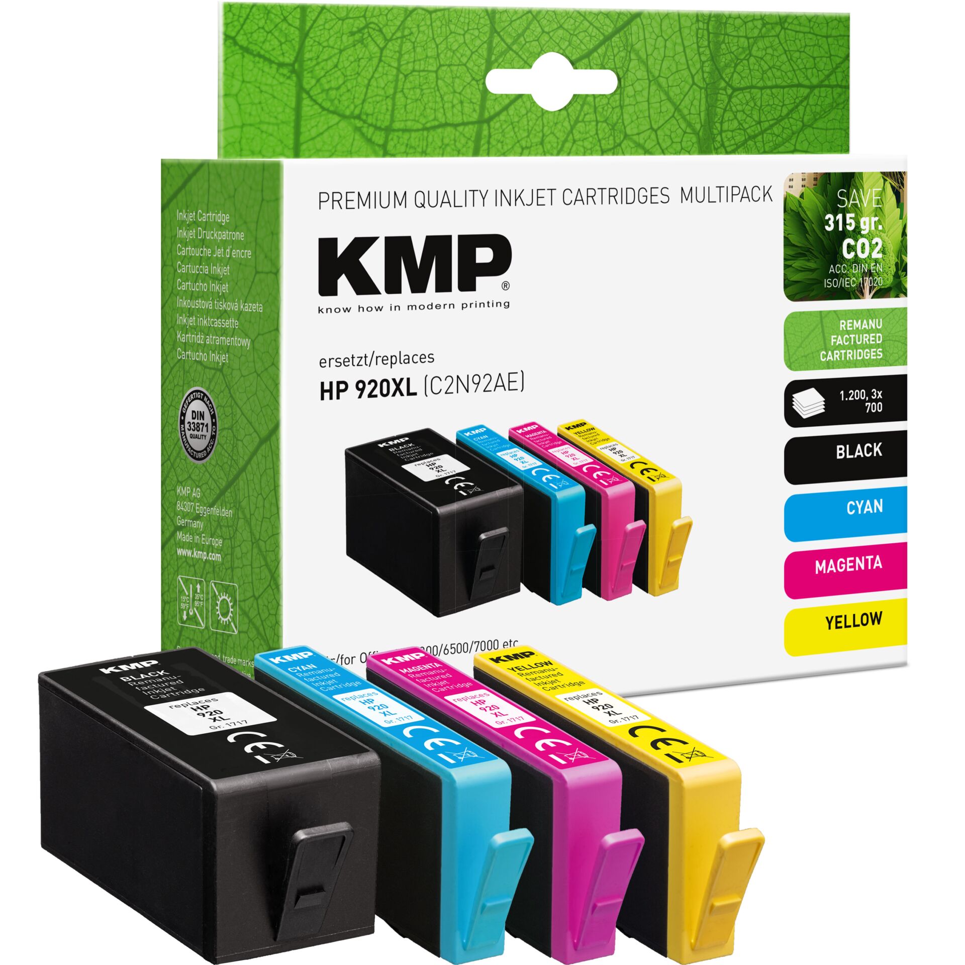 Tintenpatrone, HD-Kolor, Druckerpatrone, Cyan, Magenta, Yellow, Schwarz, Multipack