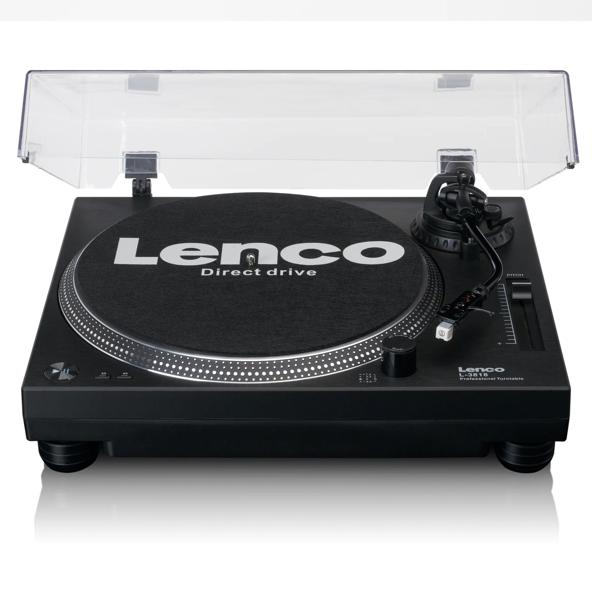 Plattenspieler, Direct Drive, Lenco, Schwarz, Turntable