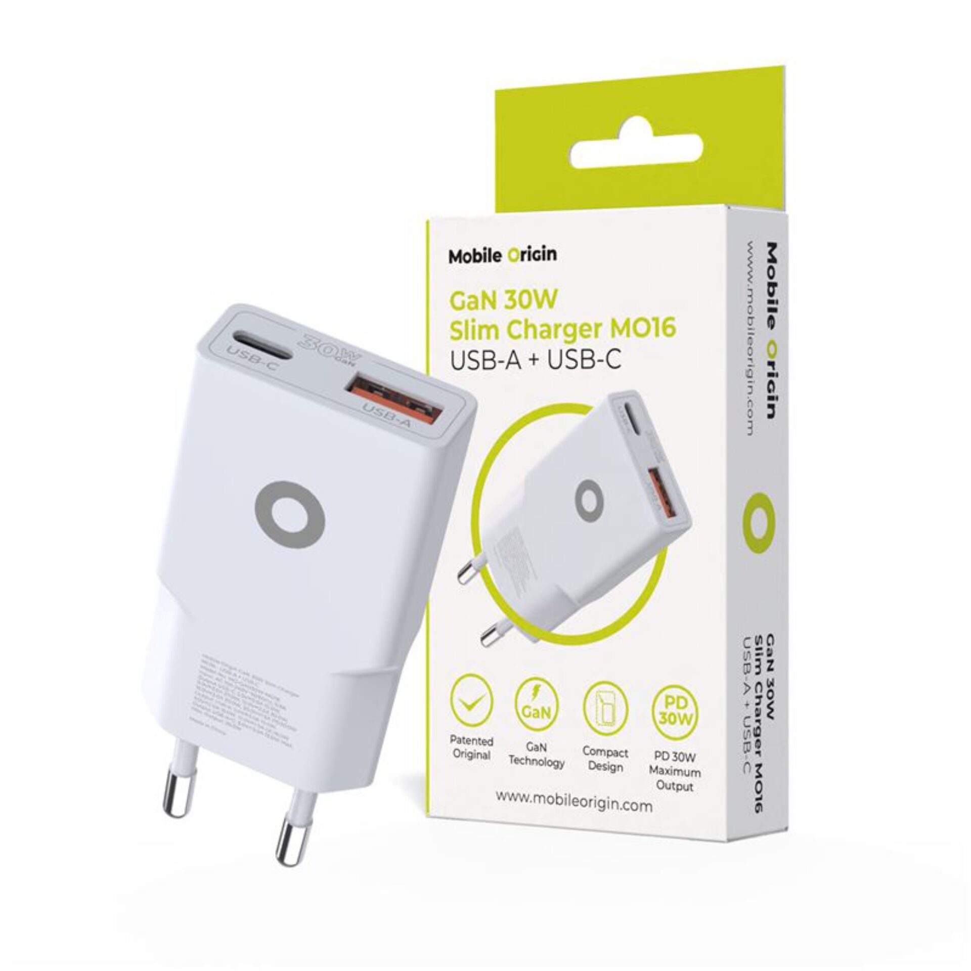 Ladegerät, USB-C, USB-A, Slim Charger, GaN 30W
