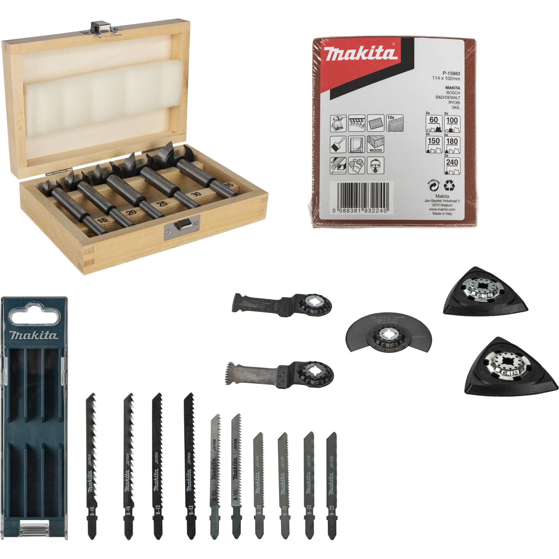 Holzbohrer Set, Bohrer Set, Sägeblätter, Akkuschrauber Zubehör, Schleif- / Sägebesser