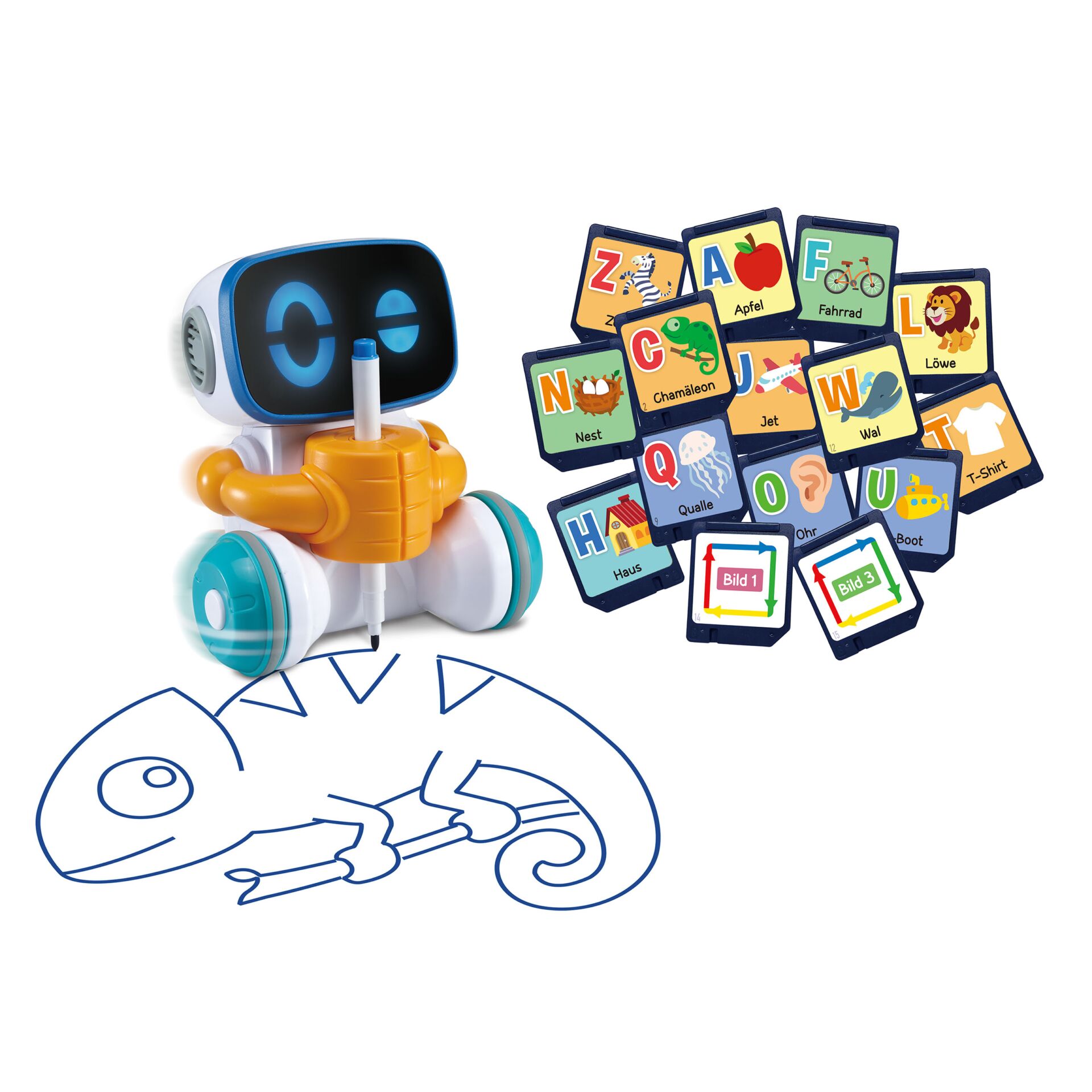 roboter, Lernspielzeug, Alphabetkarten, Eidechse Zeichnung, Bildung