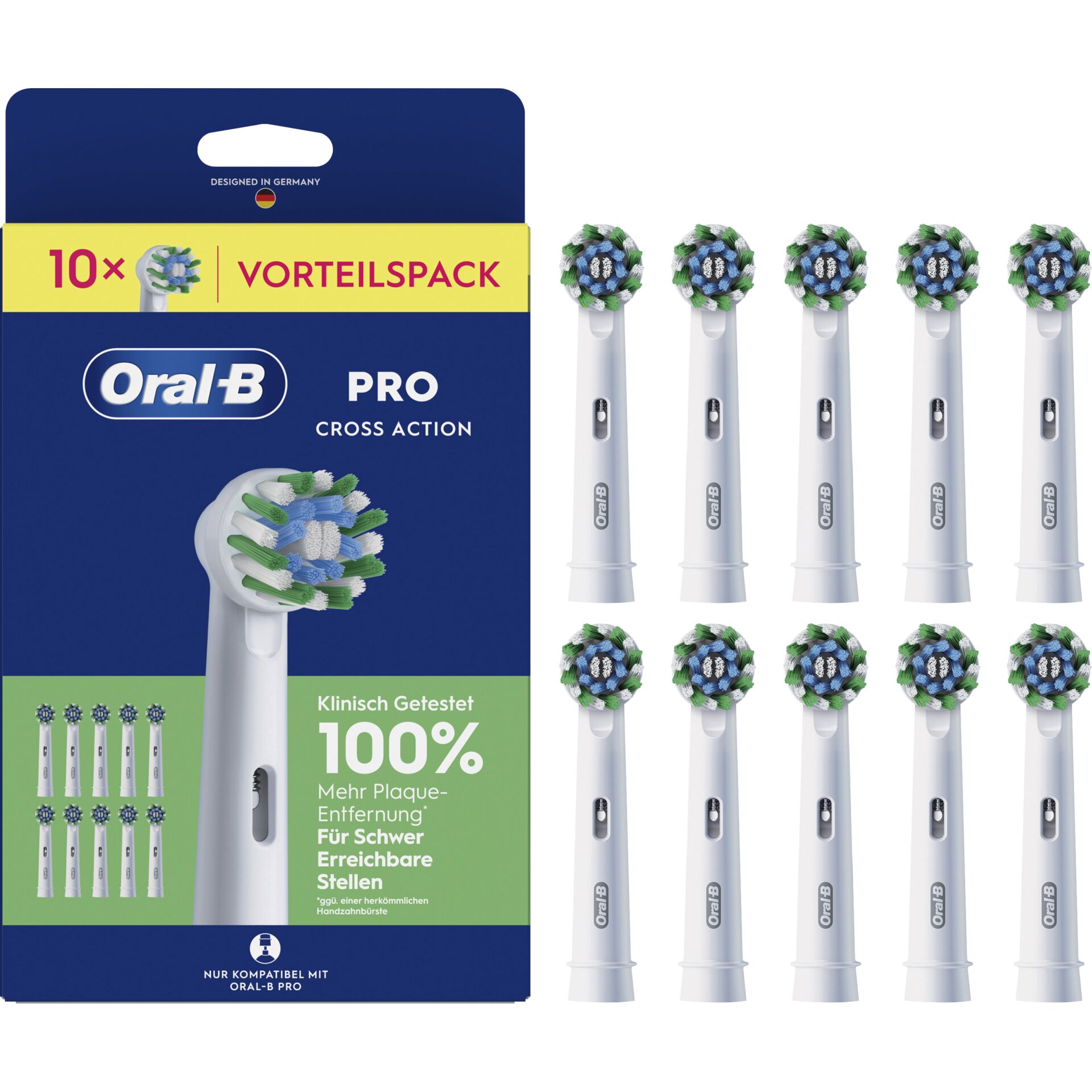 Elektrische Zahnbürstenaufsätze, Schallzahnbürsten, Weiße Zahnbürstenkopf, Rotierende Borsten, Oral-B Pro Cross Action