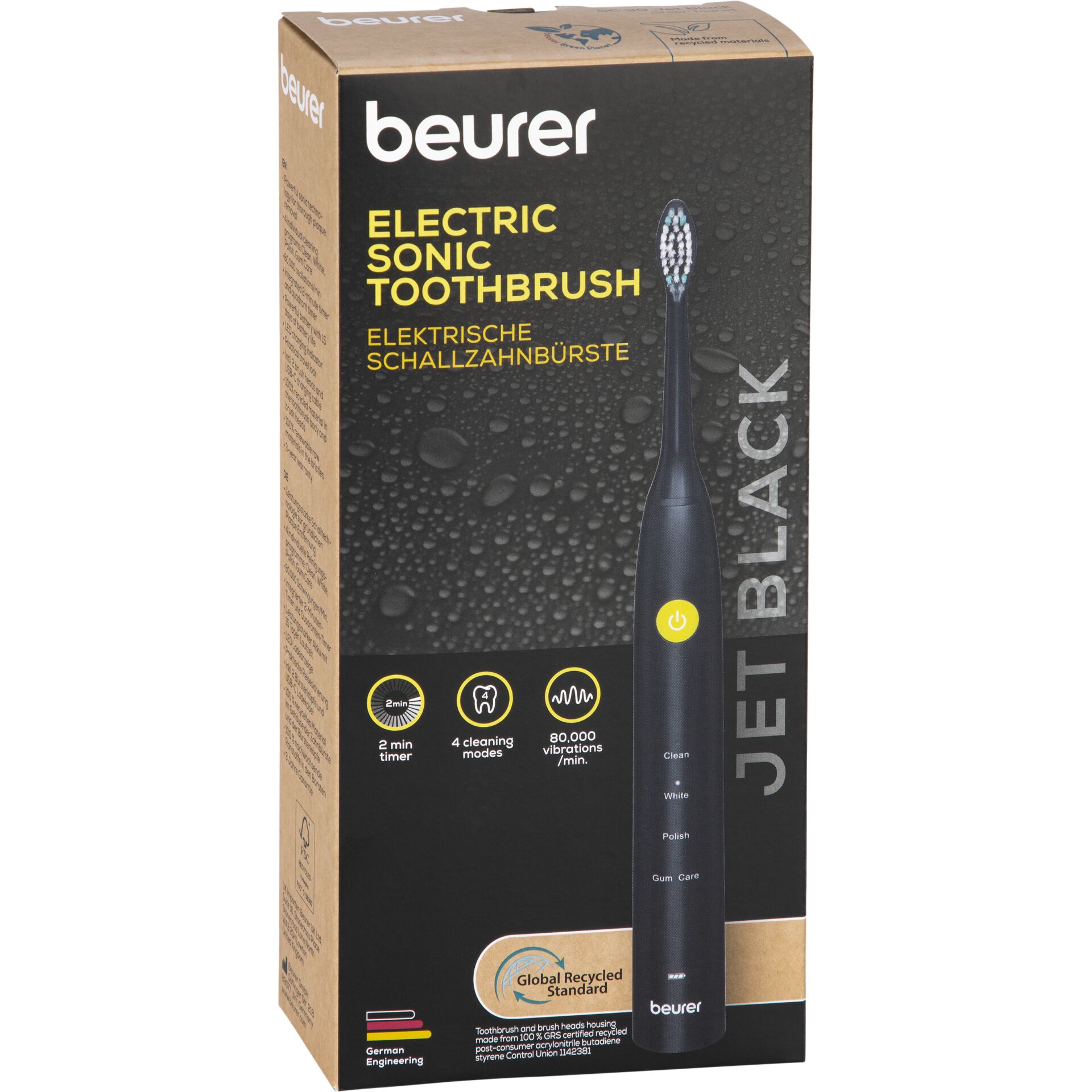 elektrische zahnbürste, sonische zahnbürste, beurer, schwarz, verpackung