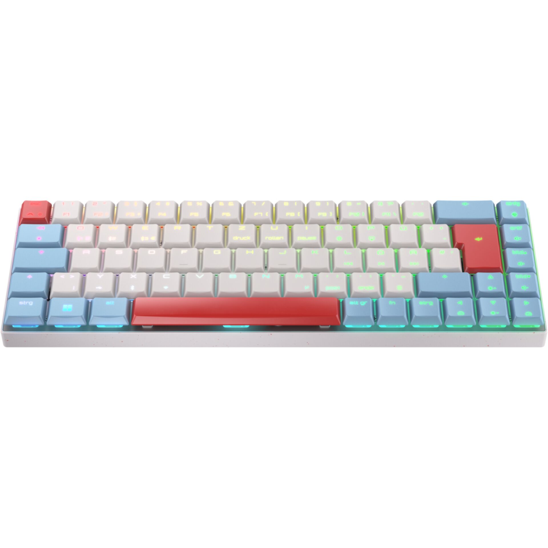 mechanische Tastatur, RGB-Beleuchtung, kompakte Tastatur, weiß, roter Akzent