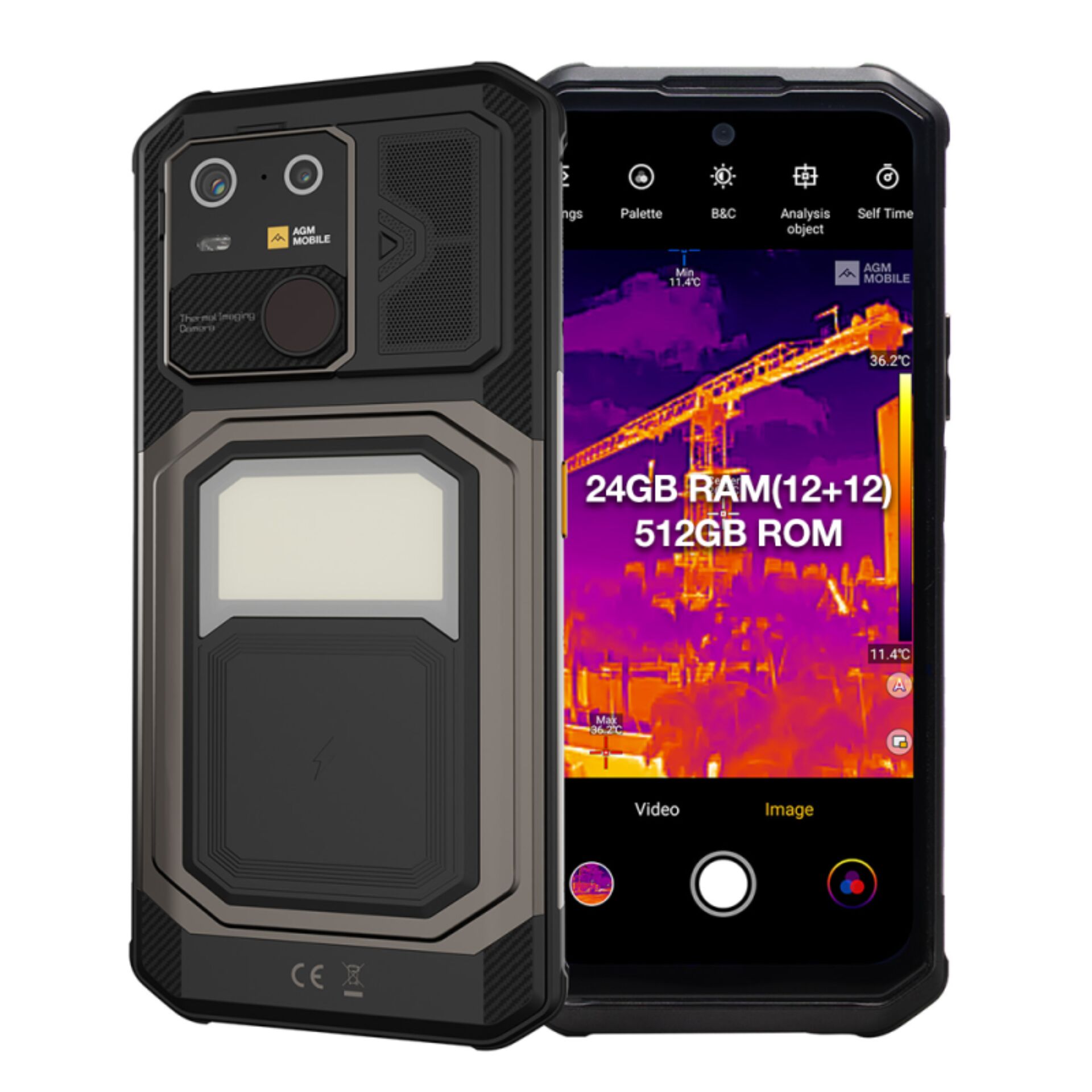 ruggedes Telefon, Schutzhülle, Doppel-Linse, Thermalbild-App, großes Display