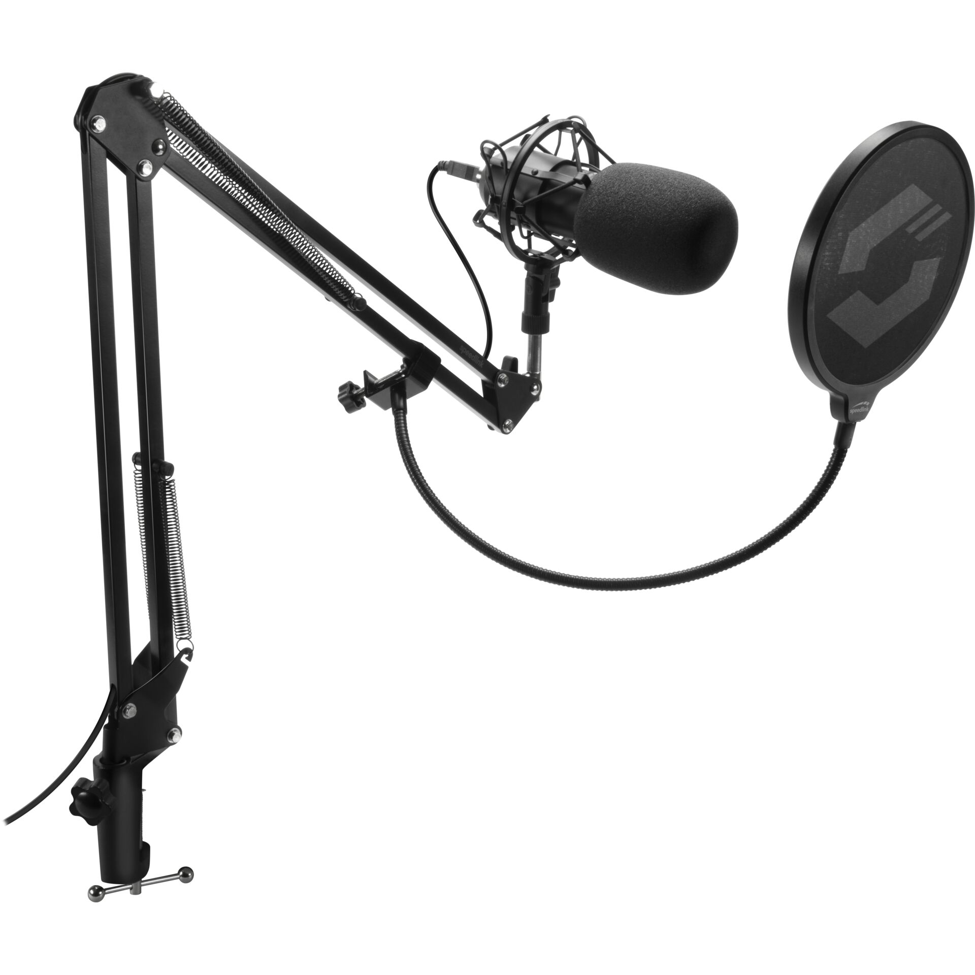 Podcast-Mikrofon, Stativarm, Pop-Schutz, Schwarz, Mikrofon-Setup