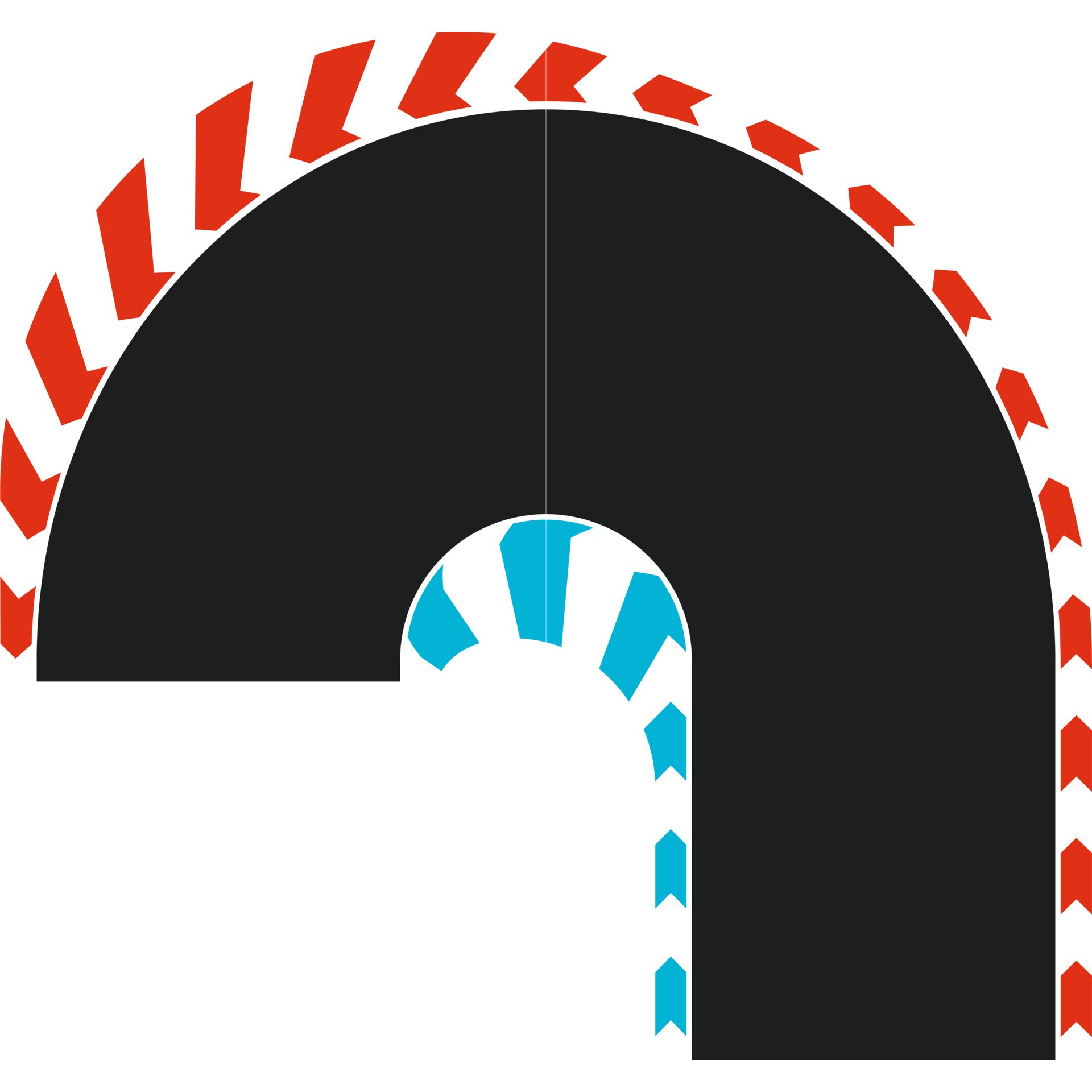 Bogenbrücke, Bogenschutz, schwarze Struktur, rote Akzente, blaue Akzente