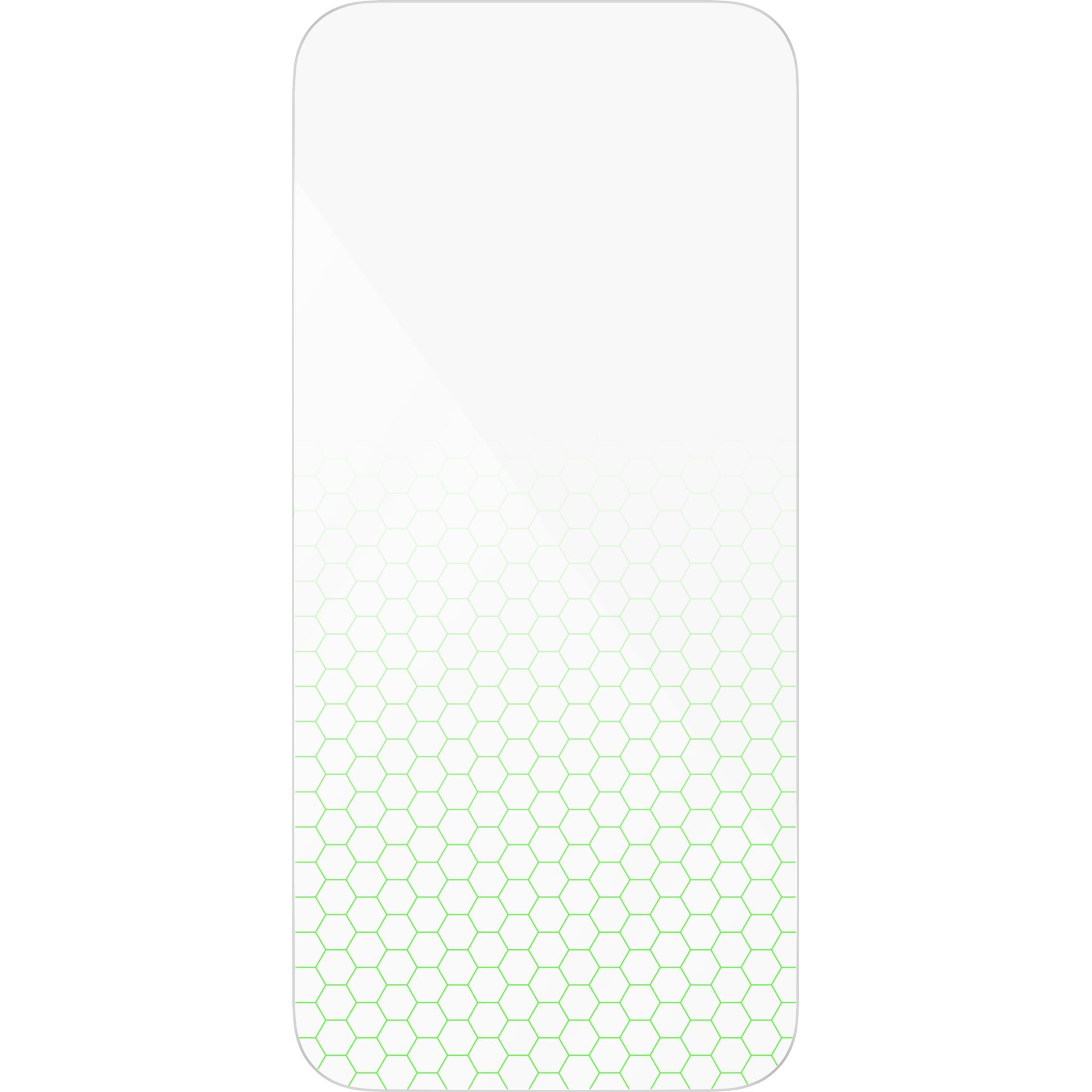 phone screen, abgerundete Rechteckform, grünes Hexagonenmuster, Verlauf, Displayschutzfolie