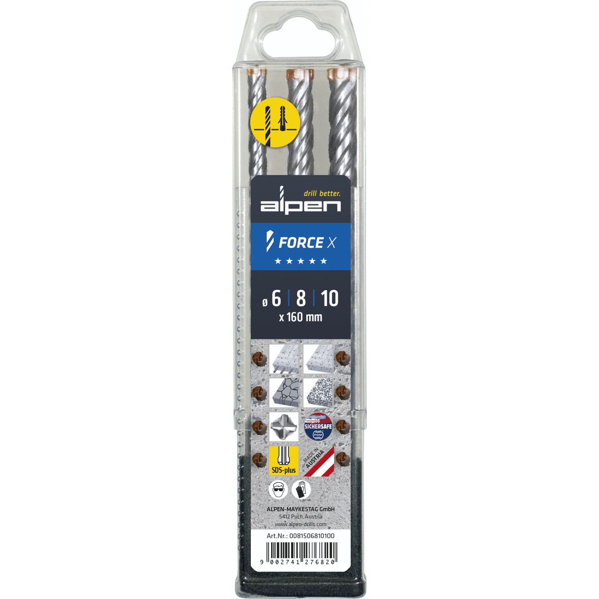 Alpen SDS+ FORCE X Box 3 tlg. 6-  8-10x160