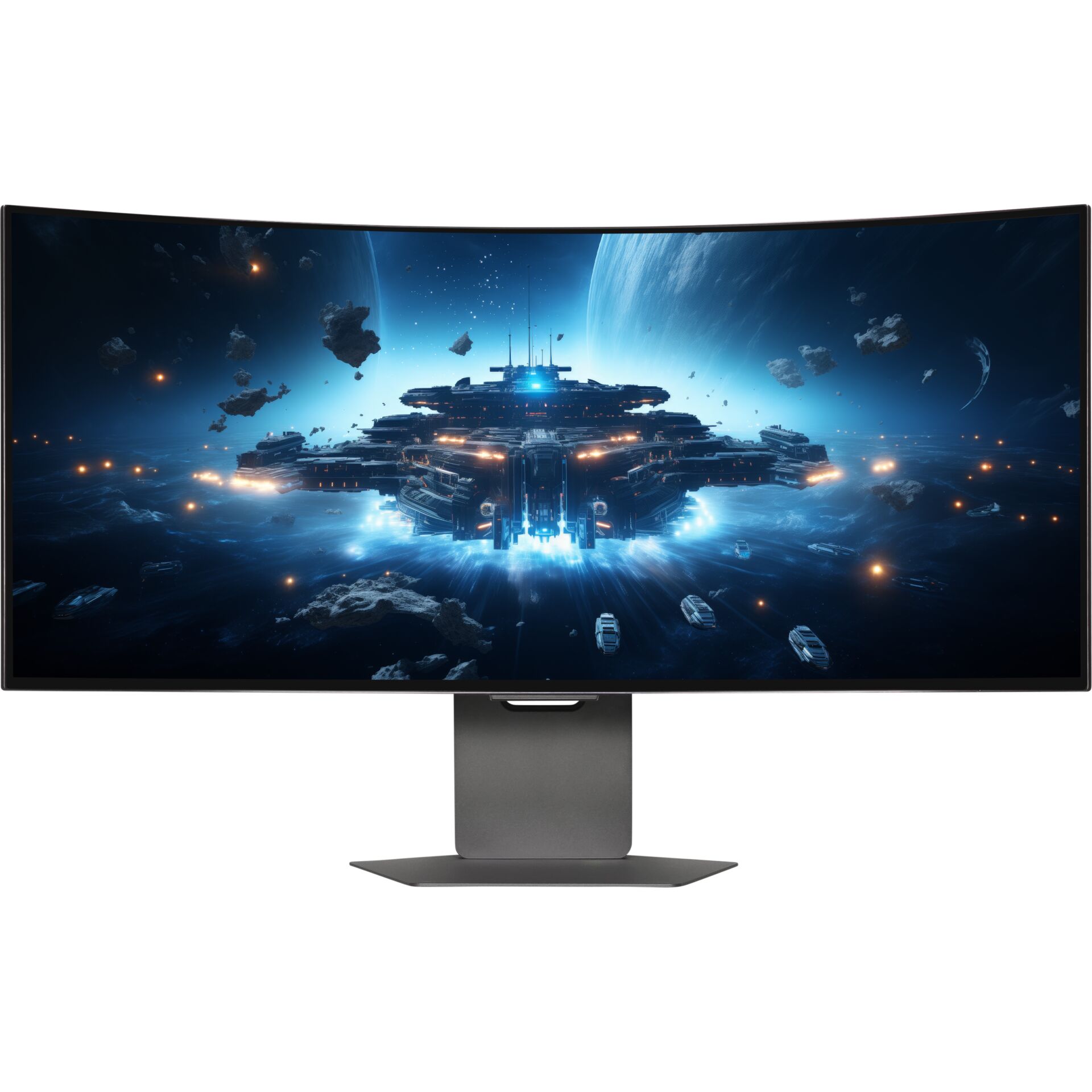 Computerausrüstung, Überwachen, Bildschirm, FERNSEHER, curved monitor, ultra-wide, desktop display, gaming scene, space ship artwork