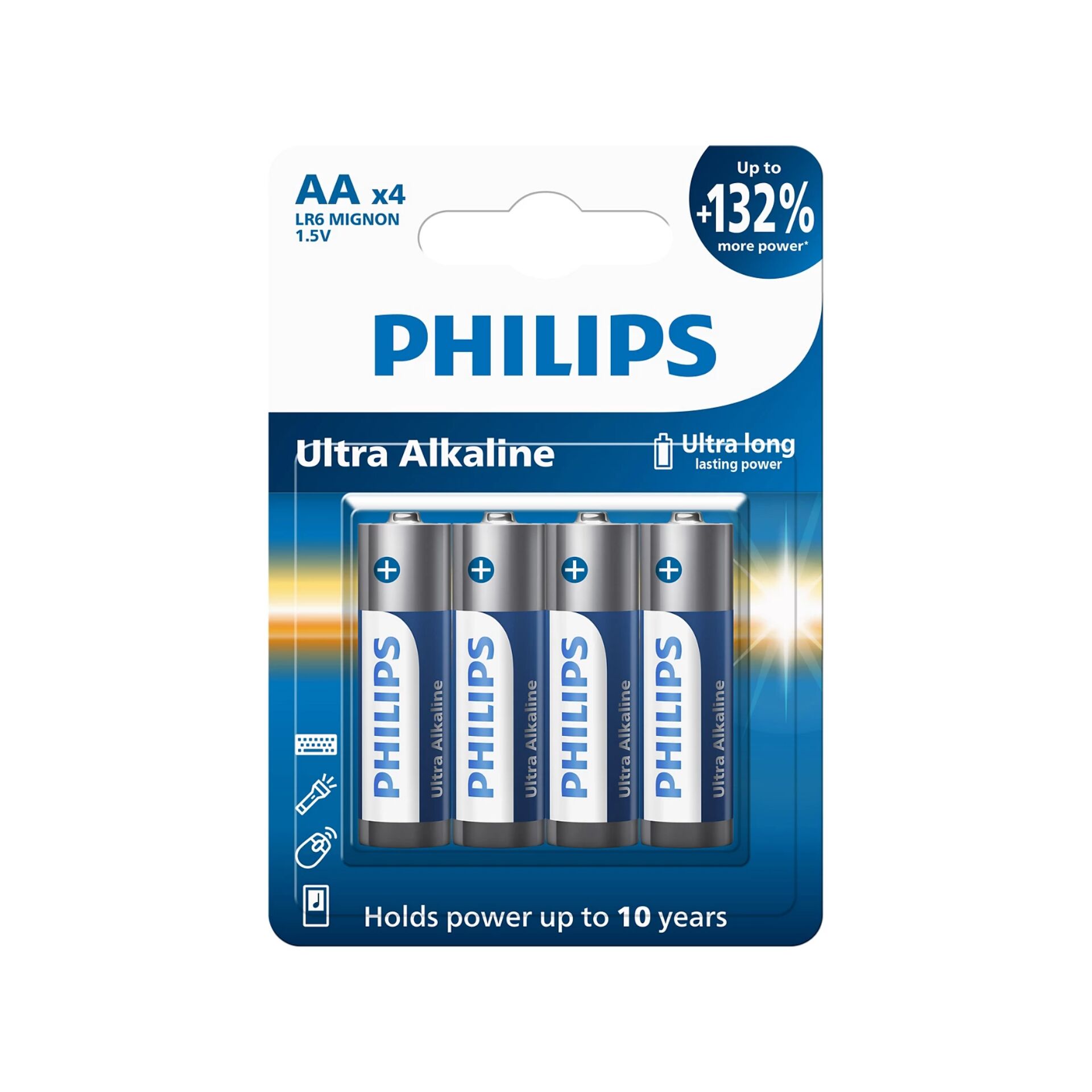 1x4 Philips Ultra Alkaline AA  Batterie