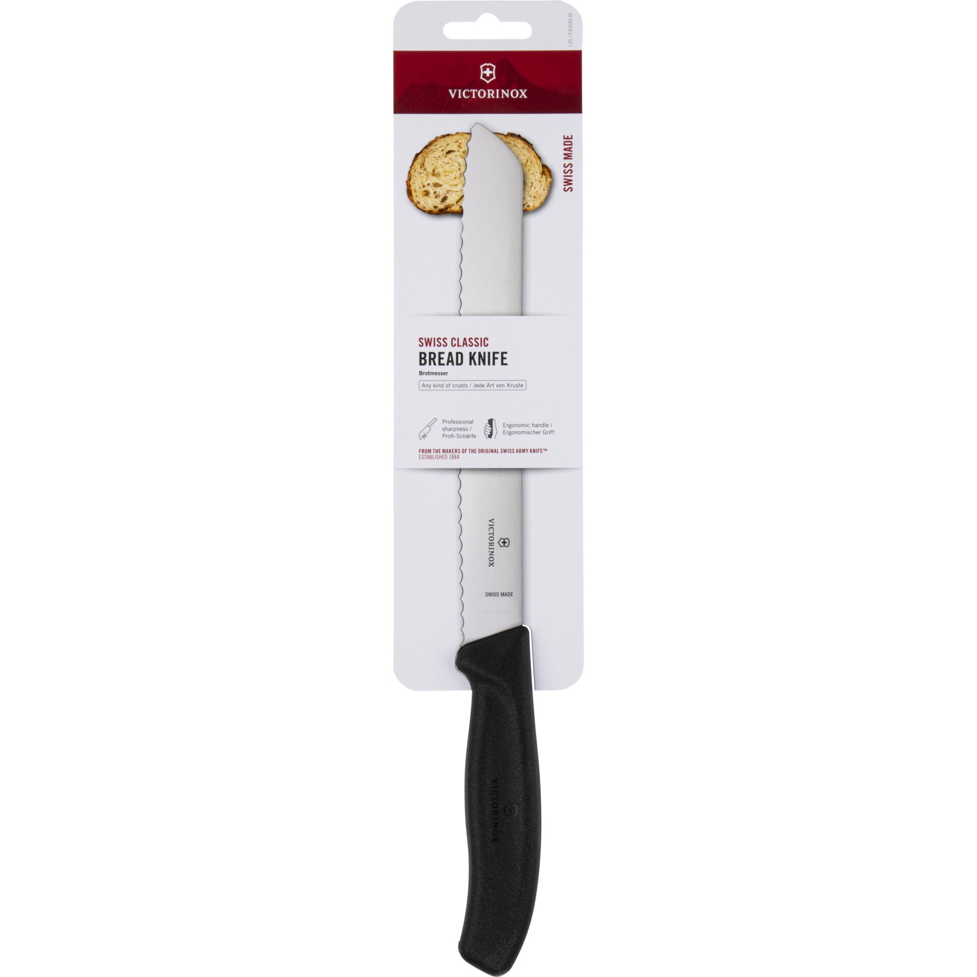 Brotmesser, Zugsäge, schwarzer Griff, Victorinox, Schweiz hergestellt