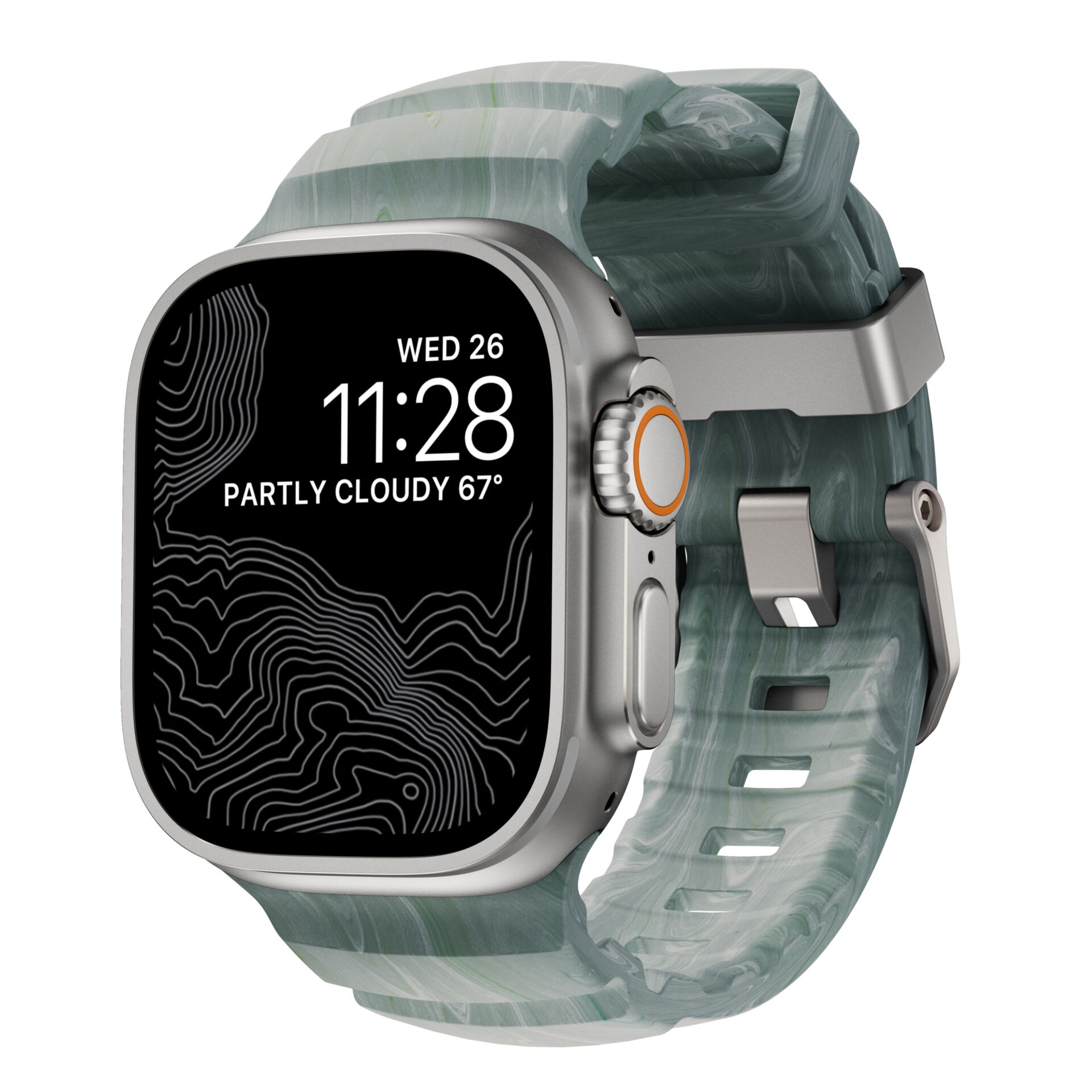 Smartwatch, Digital display, Metal case, Grüner Armband, Touchscreen
