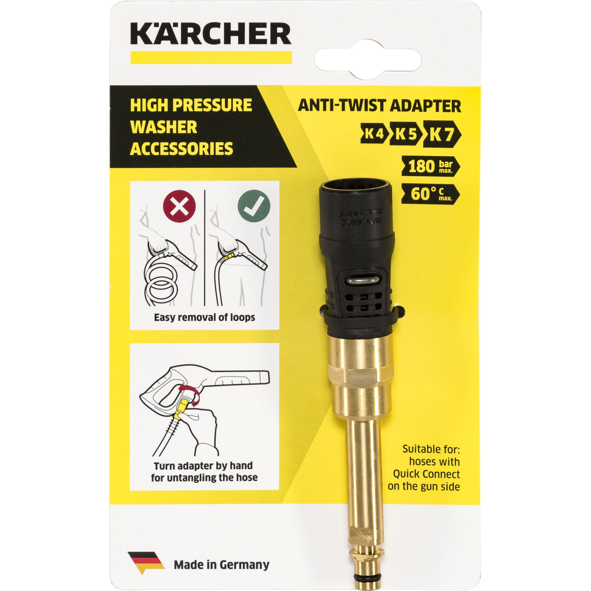 Adapter, Elektronik, Stecker, Adapter, Elektronik, Stecker, Hochdruckwaschgeräte-Adapter, Anti-Twist-Adapter, Adapter, Metallteil, Made in Germany