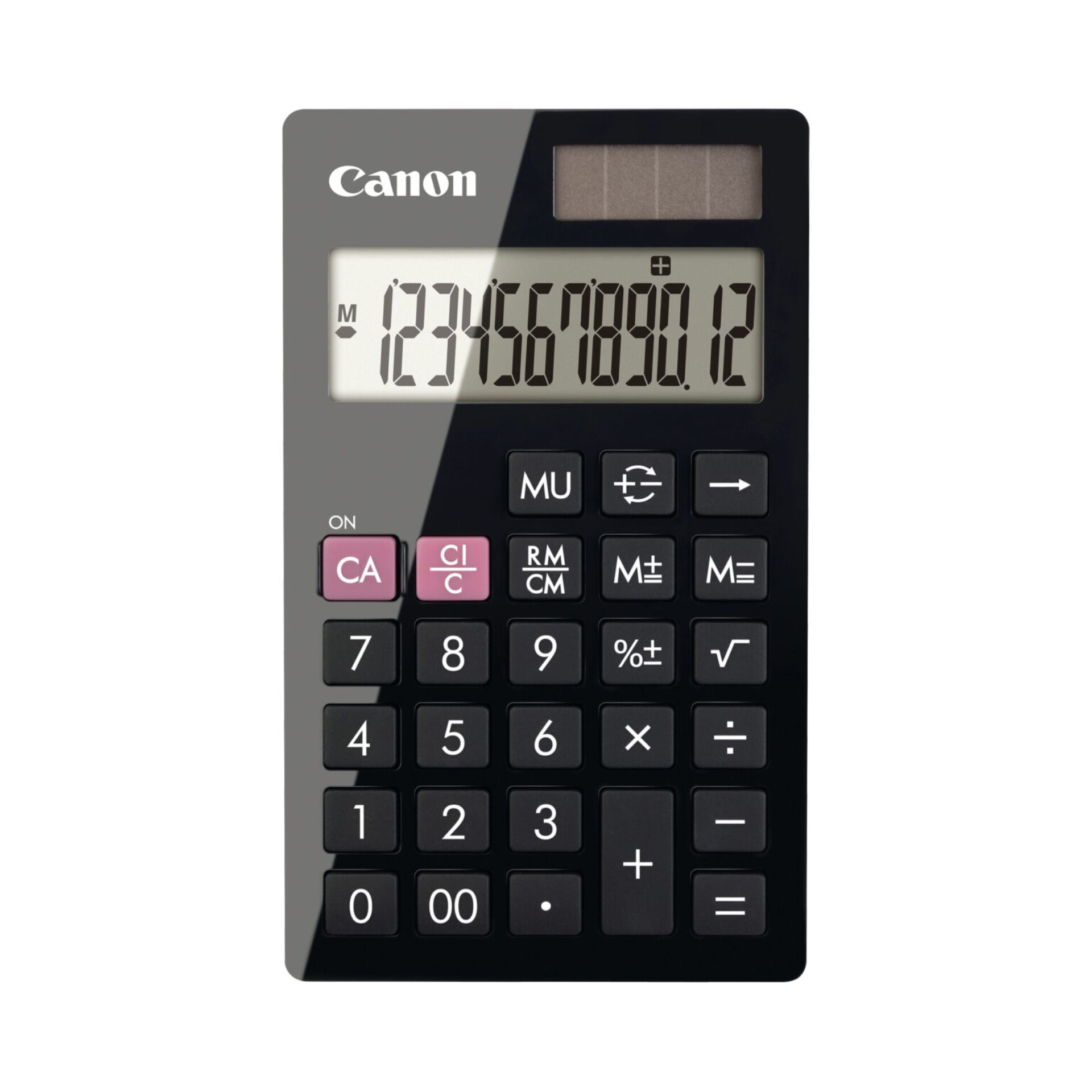 Taschenrechner, Numerischer Taschenrechner, Digitalanzeige, Tastenfeld, Schwarzes Gehäuse