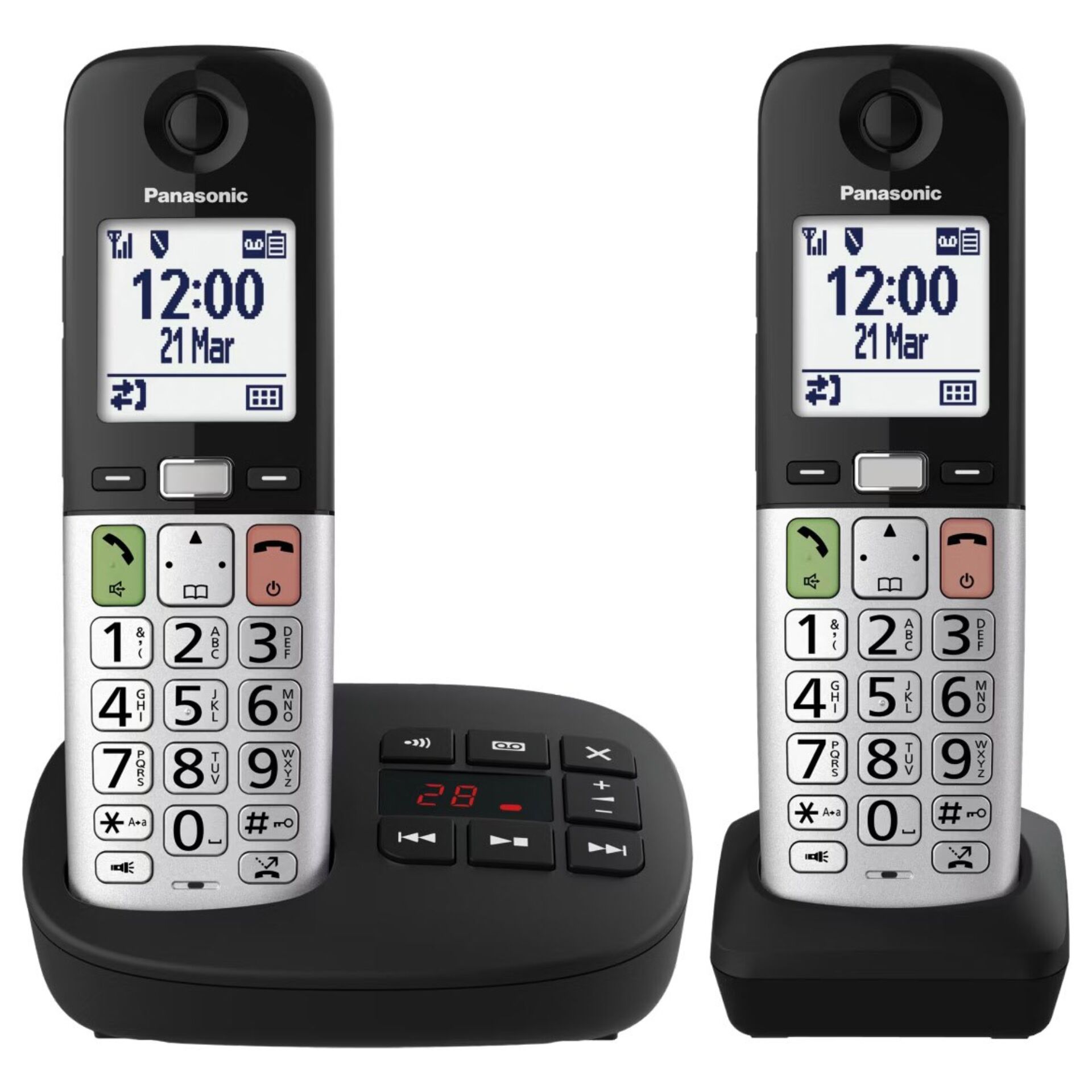 DECT-Telefon, Schnurlos, Anrufbeantworter, Gehäuse Silber, Telefon-Set