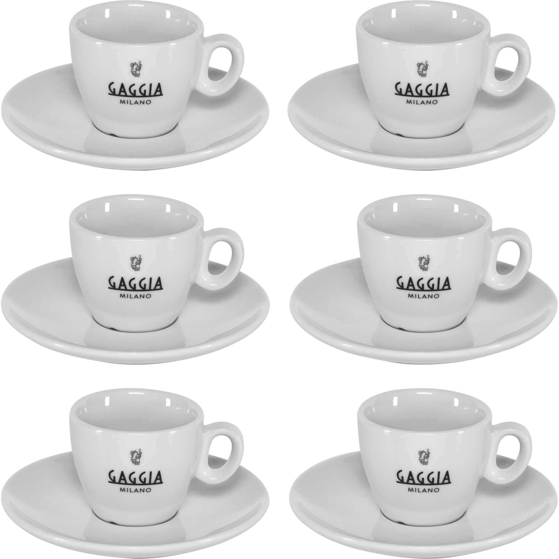 Espresso-Tassen, Kaffee-Set, weiße Tasse, Untertasse, Gaggia Milano