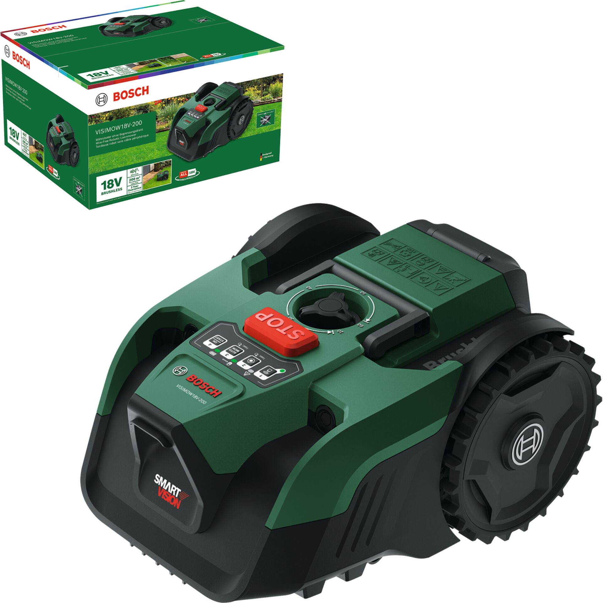Rasenmäher, Rasenroboter, 18V, Brushed Motor, Bosch SmartVision