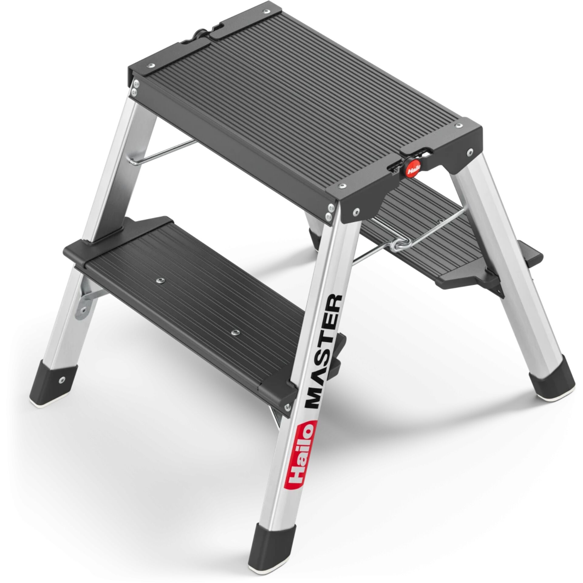 Step Stool, Folding Ladder, Anti-slip, Aluminum legs, Schwarz/Grau