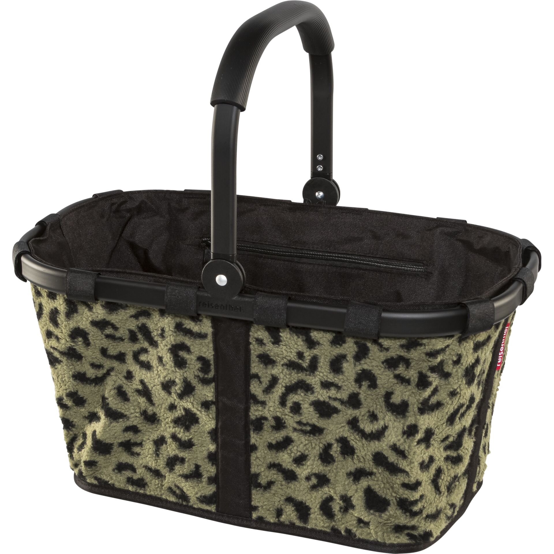 Tasche, Körbchen, Leoparden Muster, Kunstpelz, Tragegriff