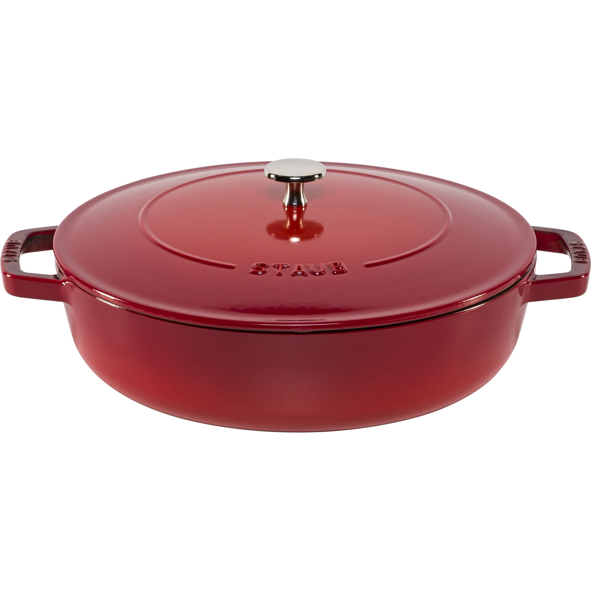 Dutch oven, Gusseisen, Rot, Deckel, Griffe