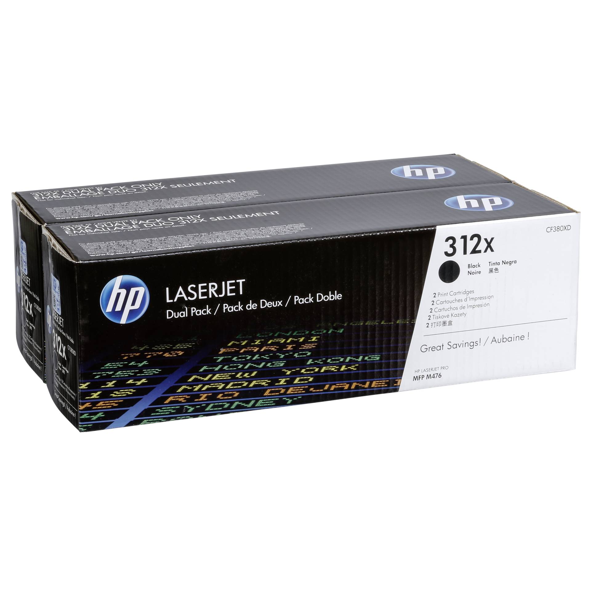 HP Toner CF 380 XD Doppelpack  schwarz No. 312 X