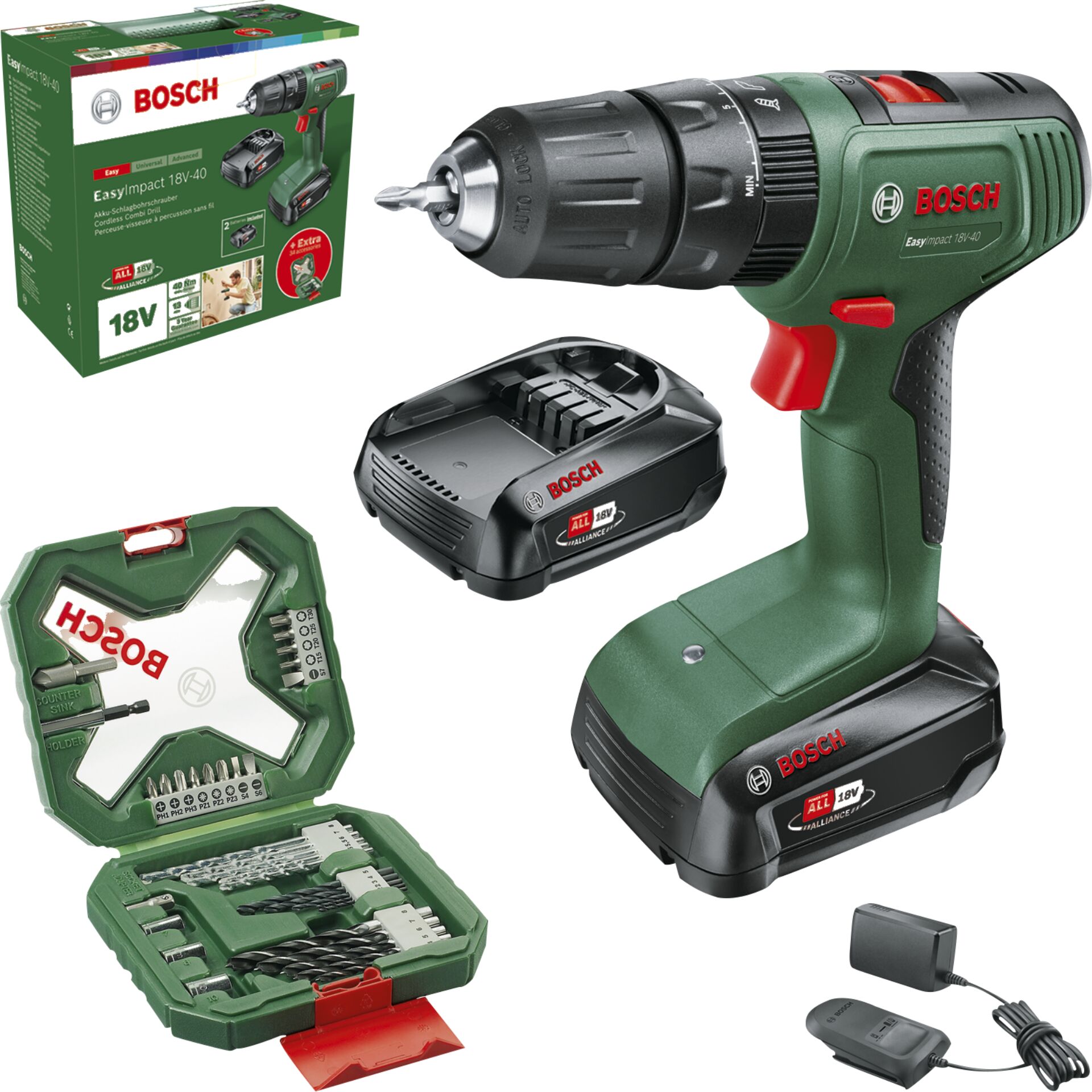 Akkuschrauber, Bohrmaschine, 18V, Koffer, Set