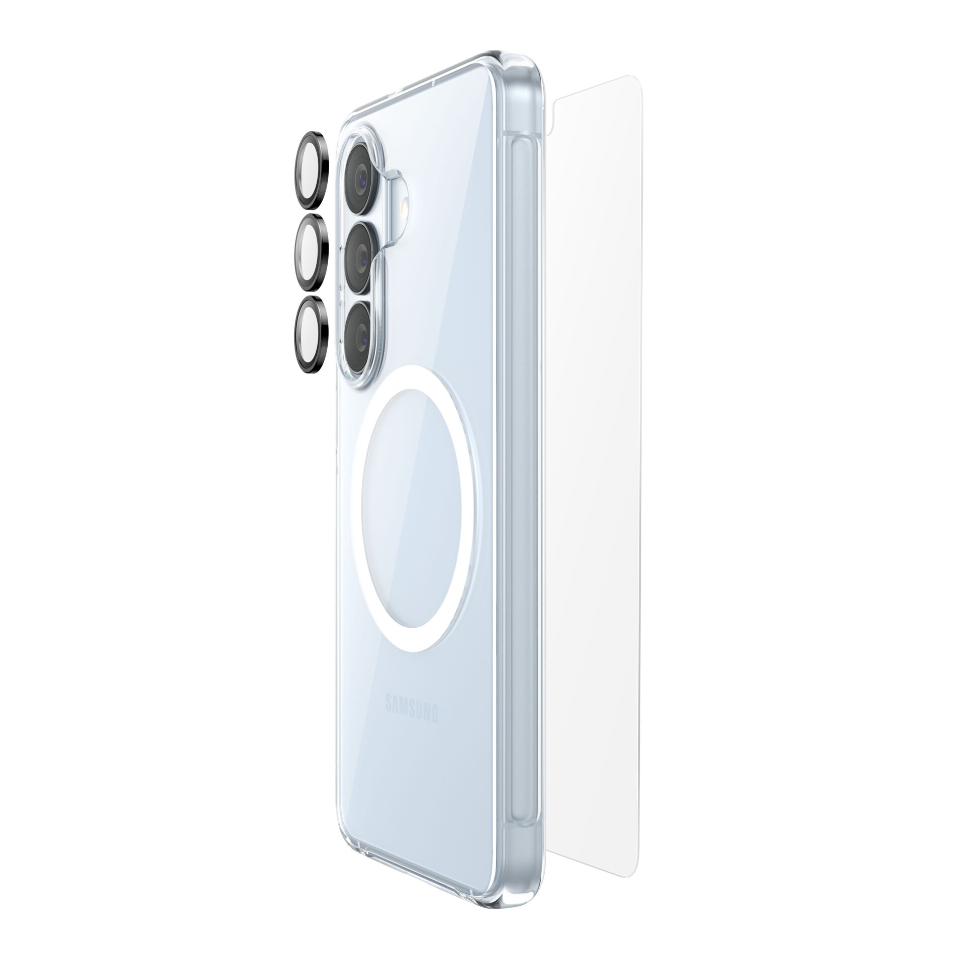 Smartphone, Quad camera, Magnetic ring, Transparent case, Glass back