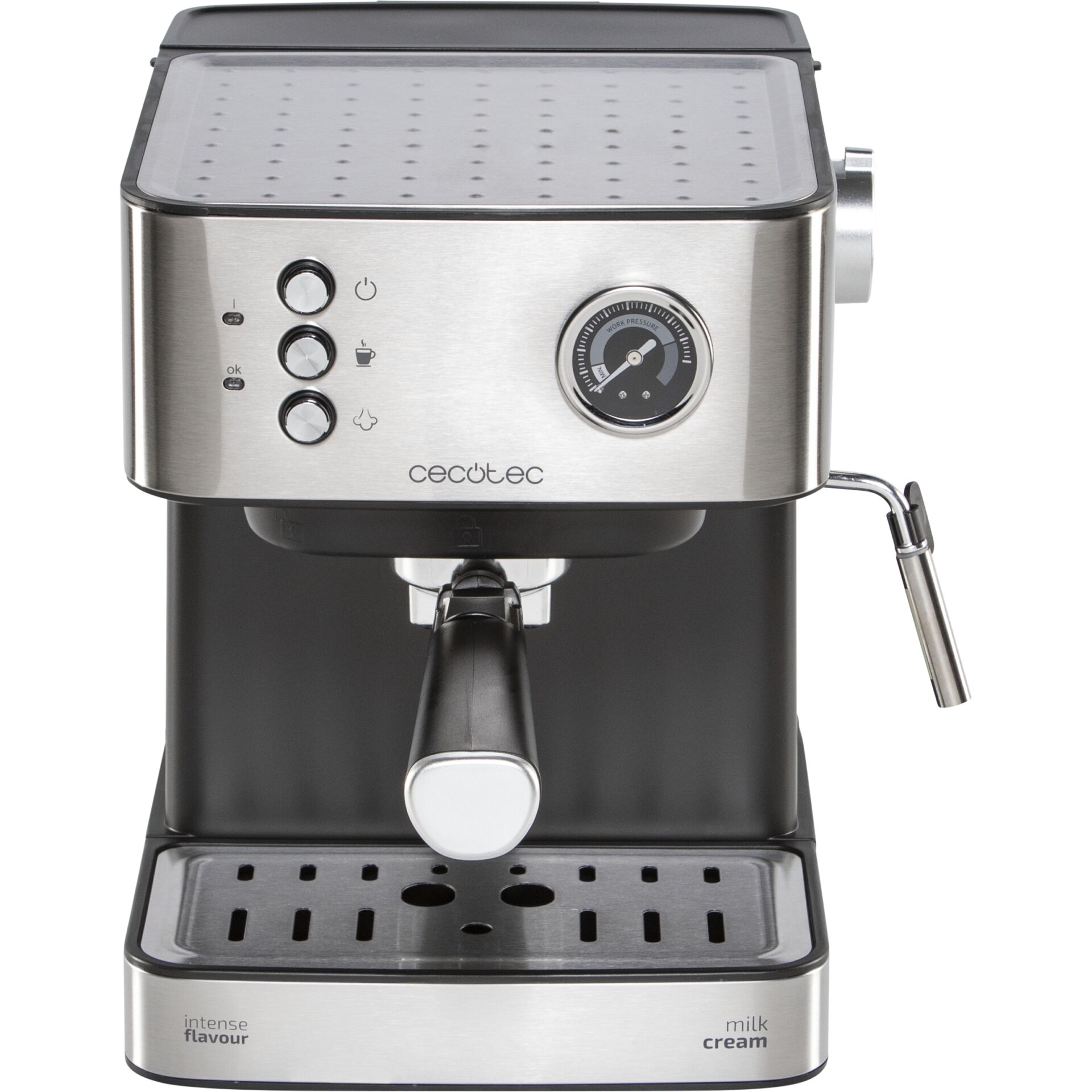 Espressomaschine, Milchaufschäumer, Portafilter, Dampfrohr, Edelstahl