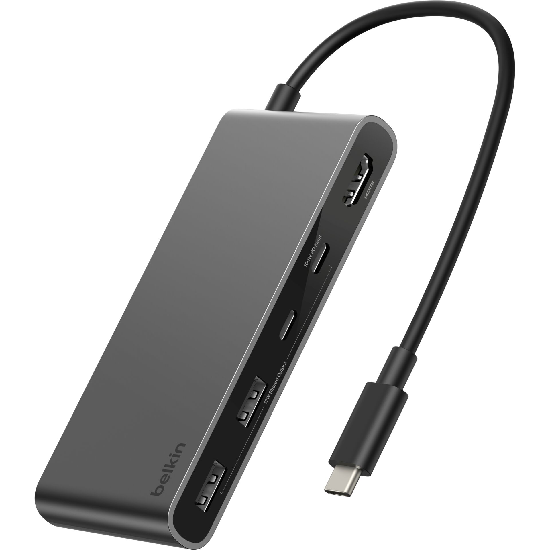 USB-C-Hub, USB-C, HDMI-Port, Multiport-Adapter, Grau-Aluminium