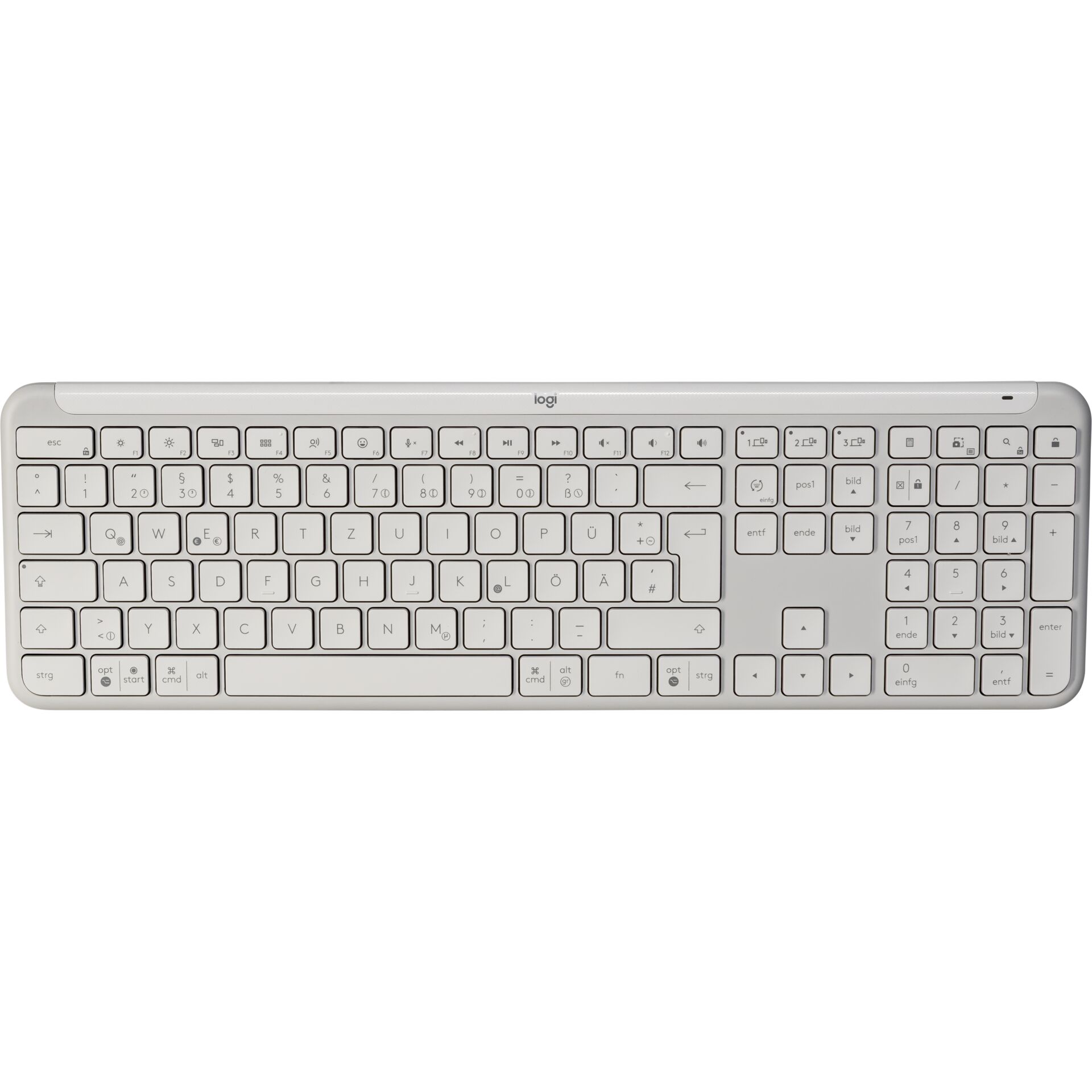 Tastatur, Kabellose Tastatur, QWERTZ, weiß, Medien-Tastatur