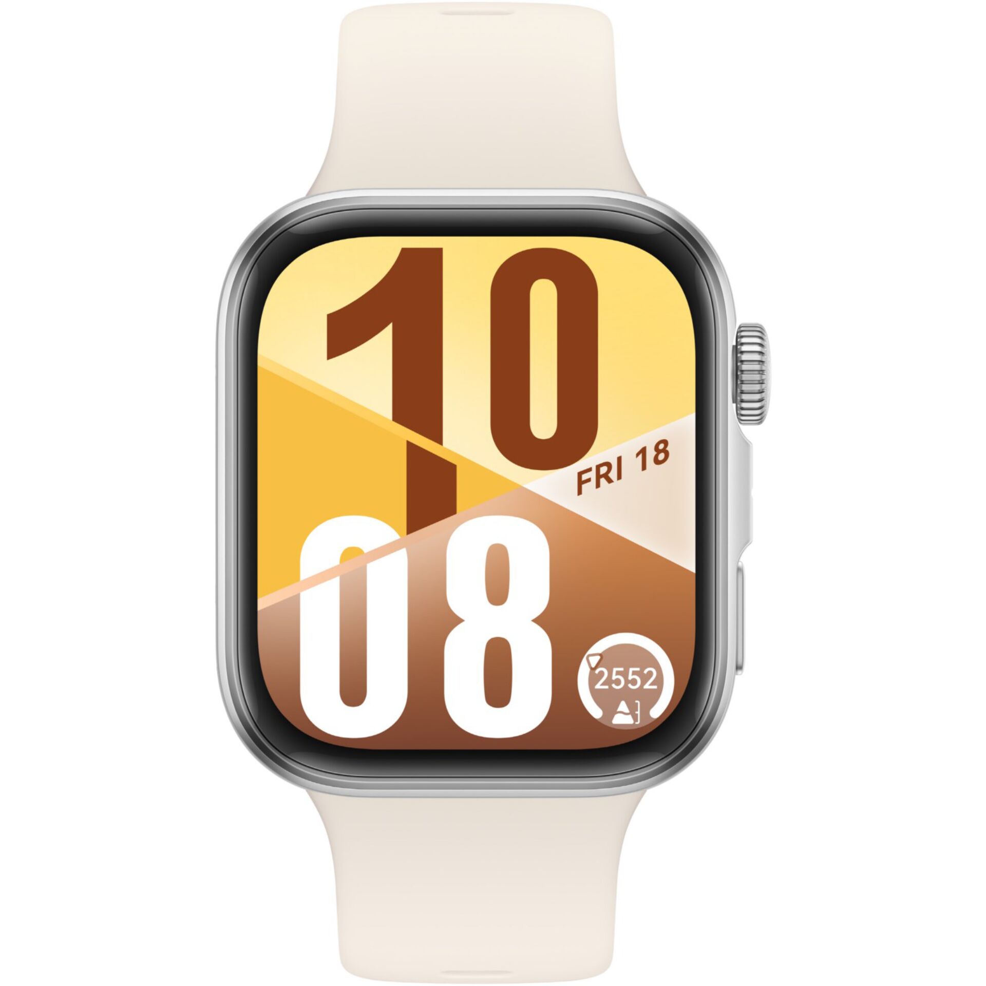 Smartwatch, Apple Watch, Digitalanzeige, Beige-Pflegeband, Silberner Gehäuse