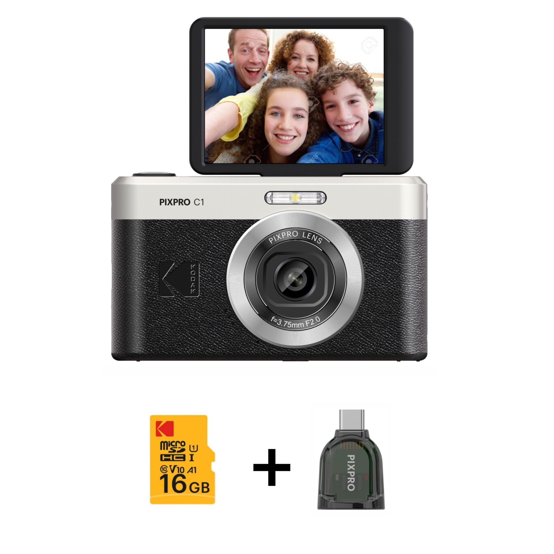 Kompaktkamera, Pixpro C1, Festbrennweite, Bildschirmaufsatz, 16GB Speicherkarte
