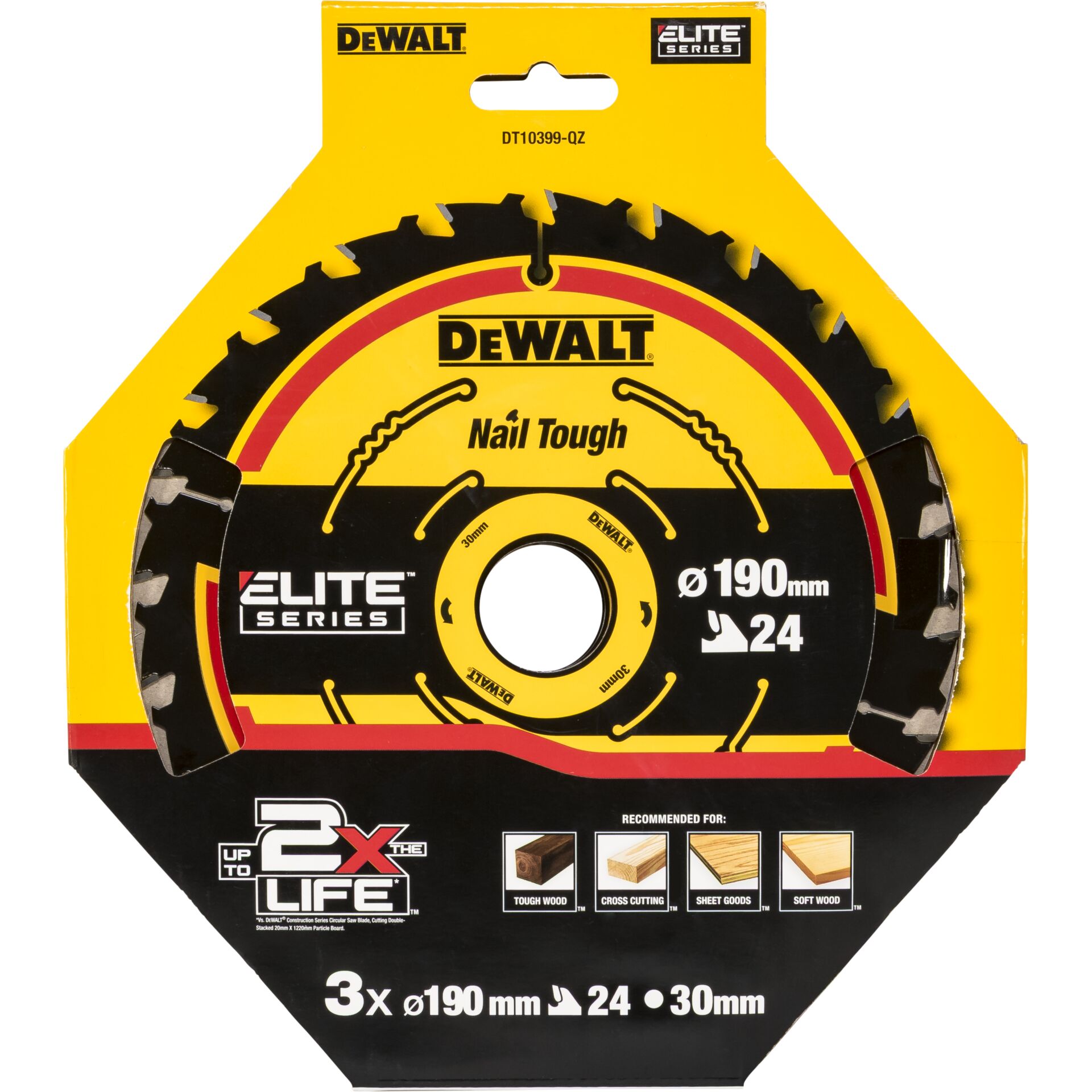 Turbosägeblatt, 190mm, 24 Zähne, Elite Series, DeWalt